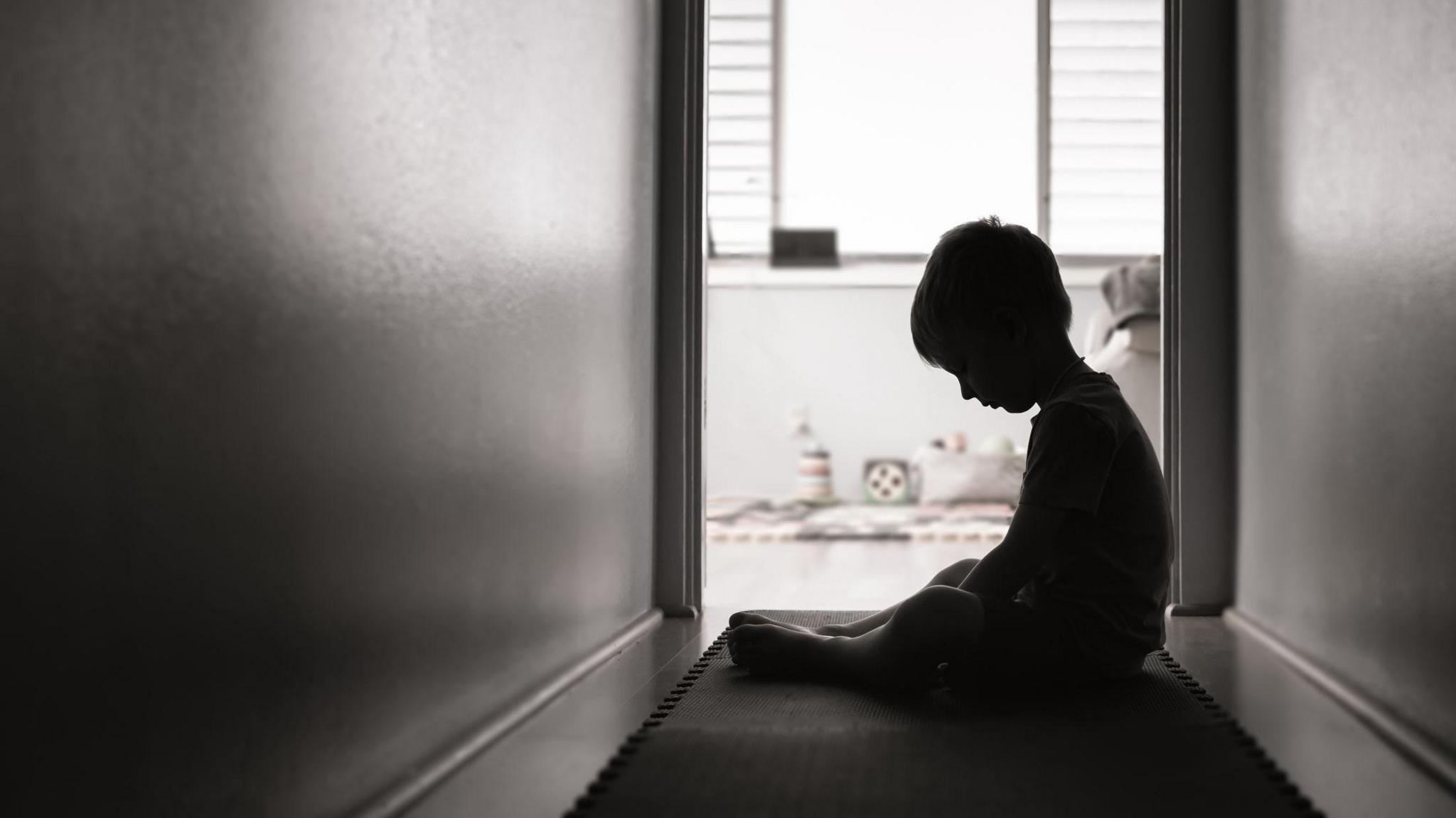 Stock image lonely sad boy at home 