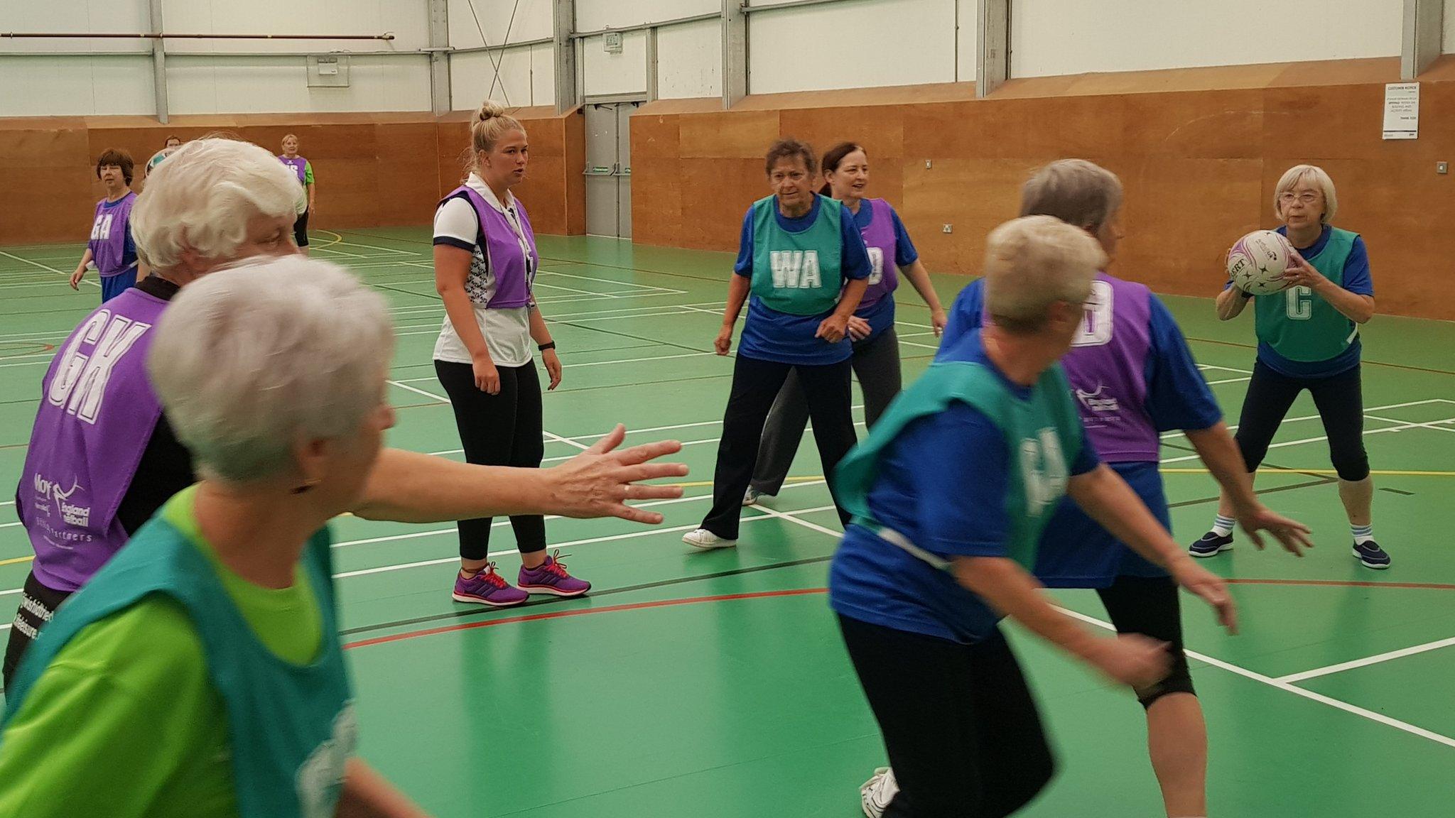 Walking netball training session, Stockport, Greater Manchester