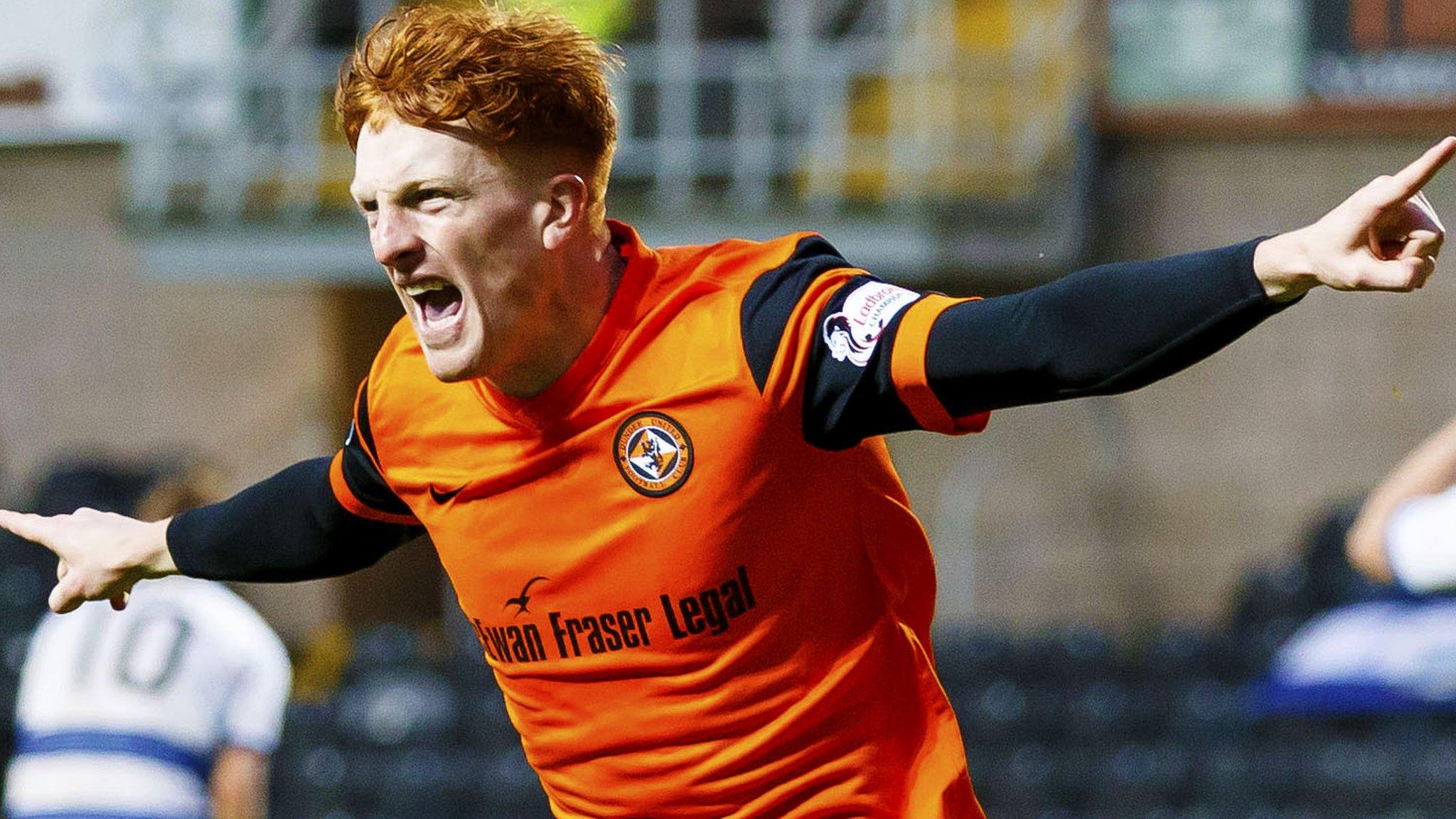 Simon Murray celebrates scoring for Dundee United against Morton