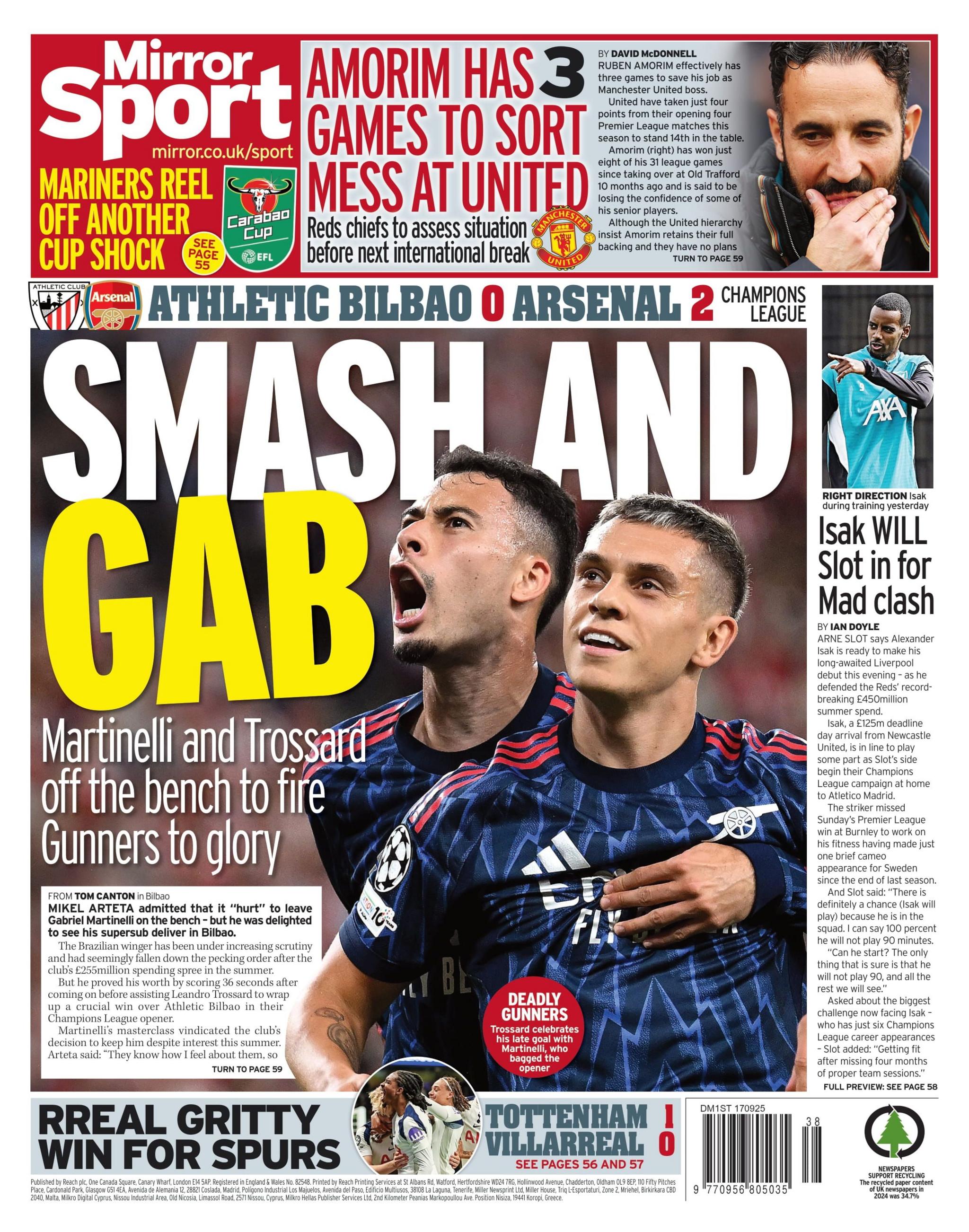 Daily Mirror back page