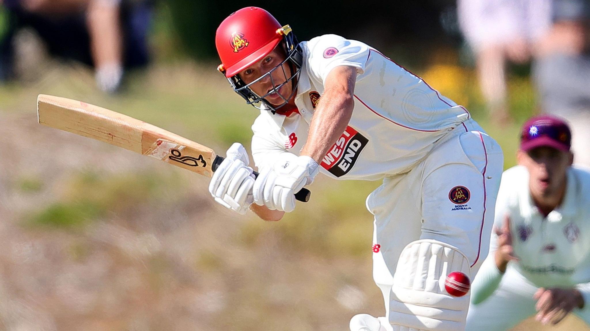 Nathan McSweeney hits a ball into the leg side
