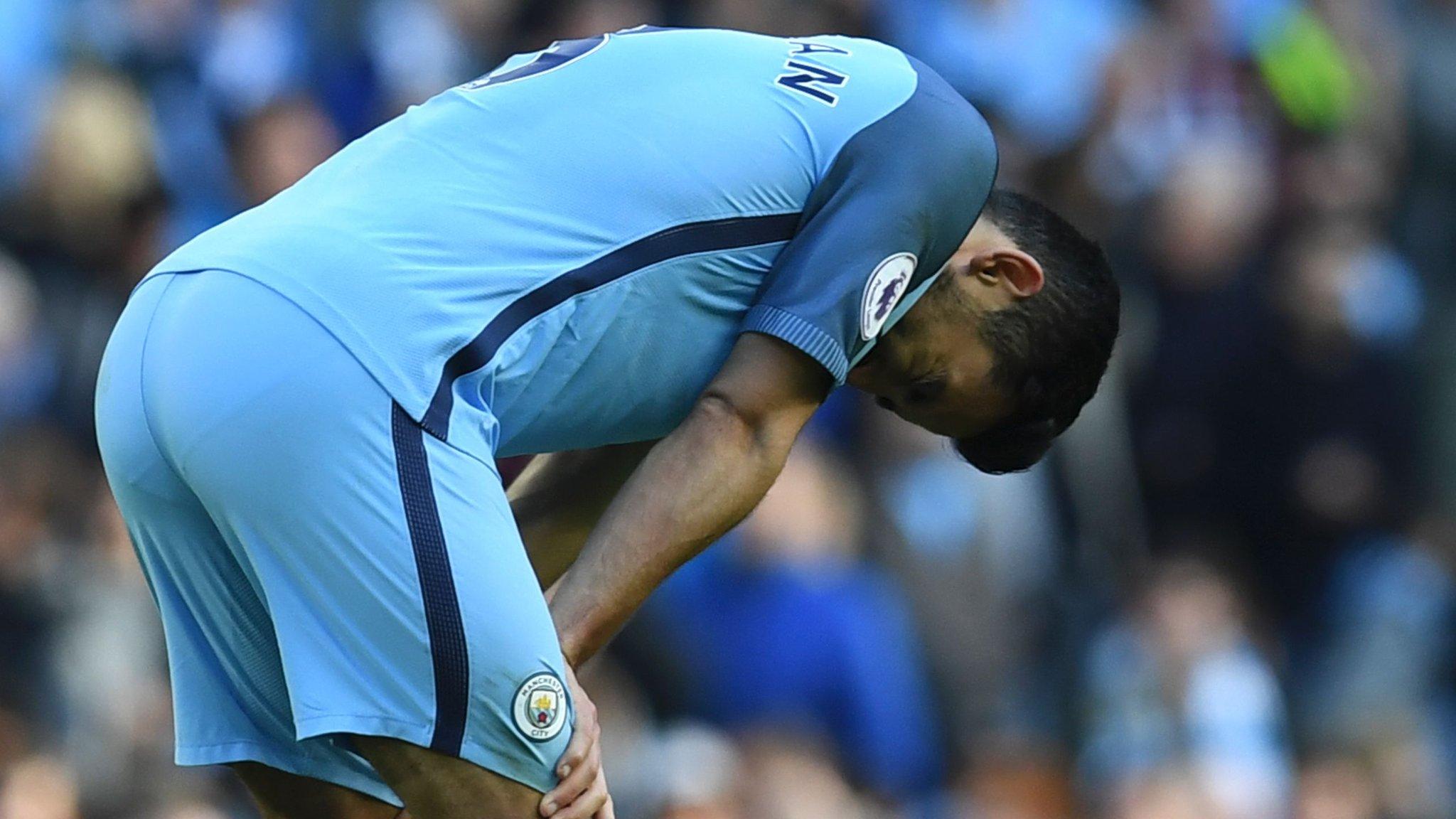 Manchester City's German midfielder Ilkay Gundogan reacts on the final whistle in the Premier League match between Manchester City and Southampton at Etihad Stadium