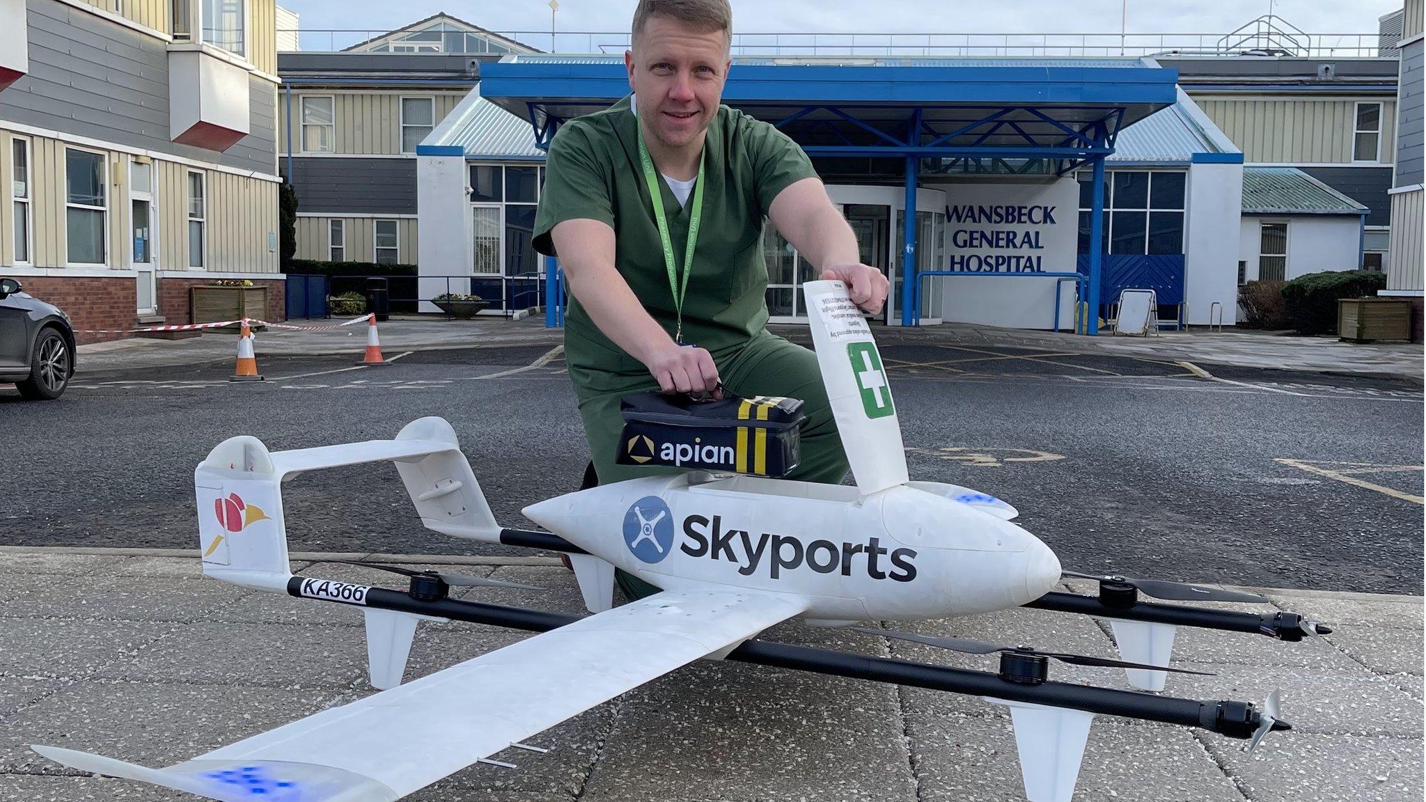 The drone whcih is being used by NHS Northumbria Healthcare