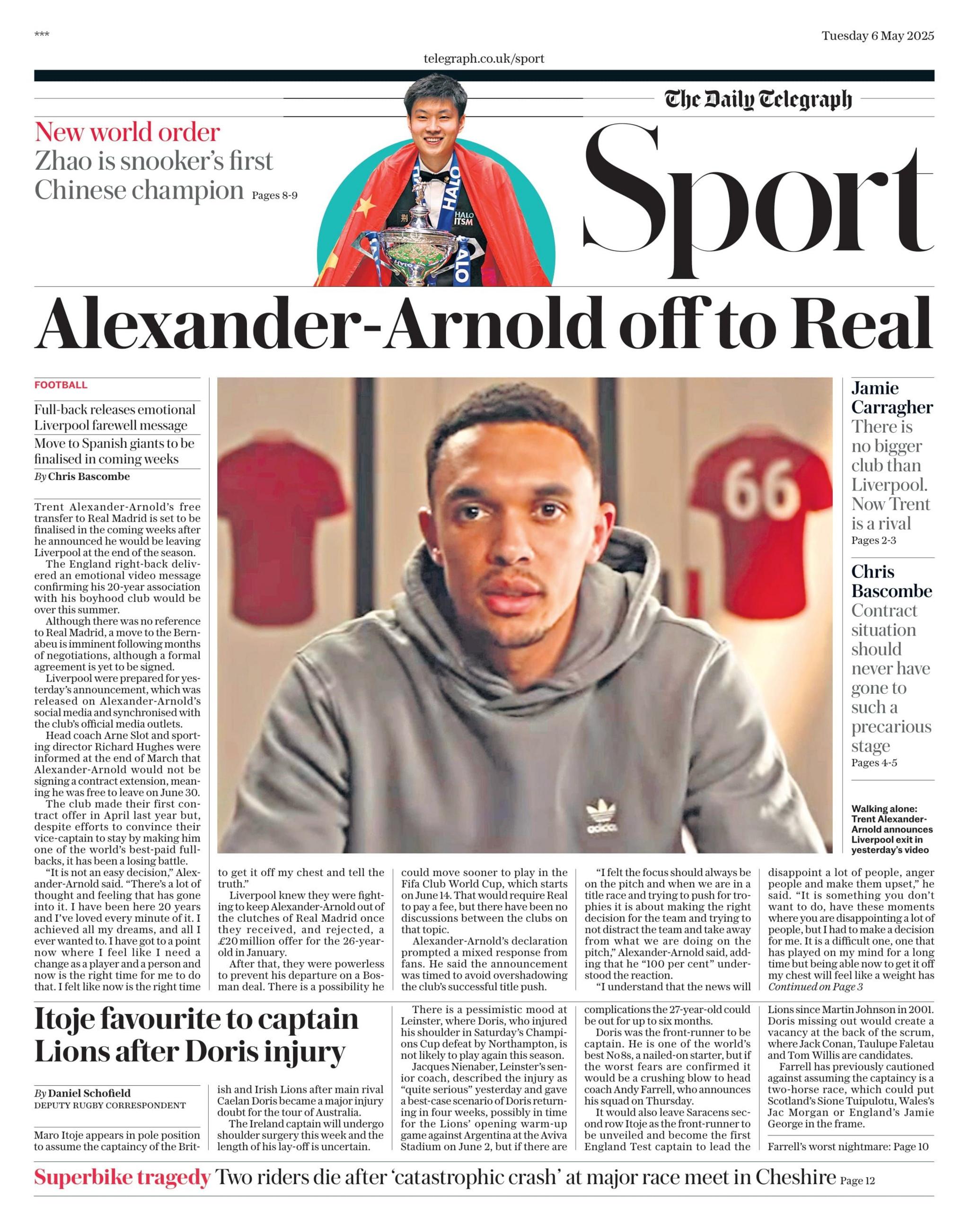Daily Telegraph sports section
