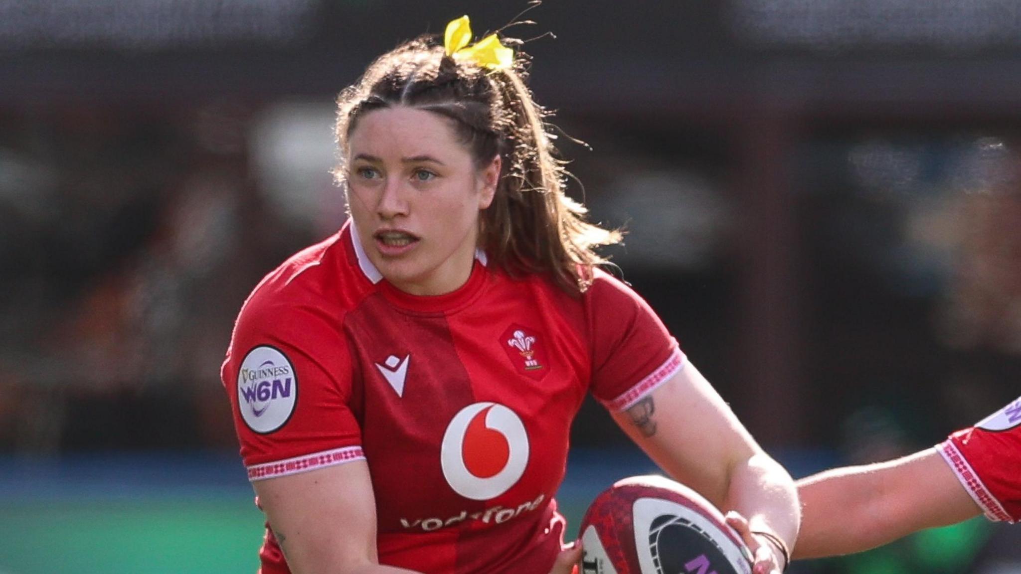 Gwen Crabb in action for Wales