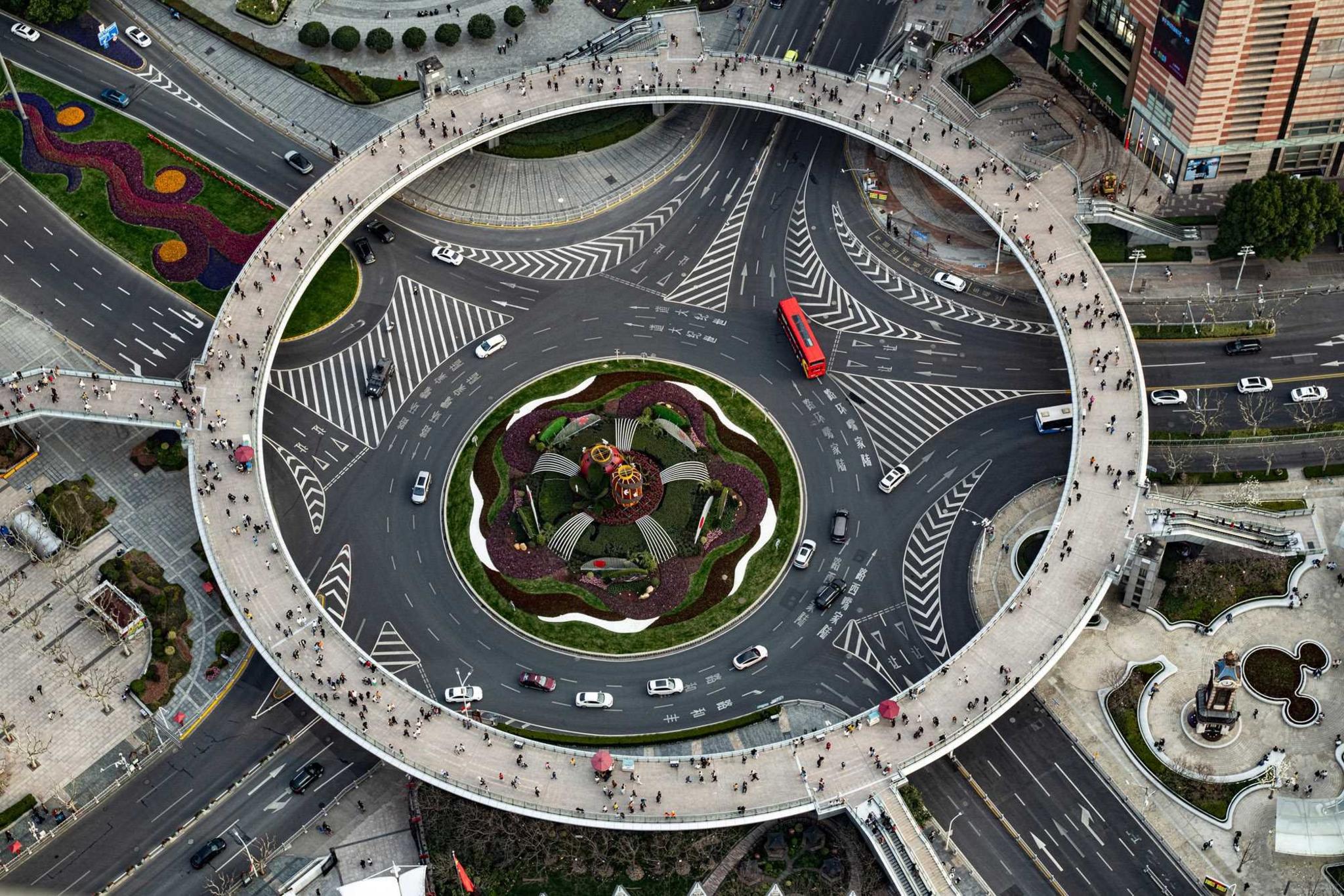 The Pearl Ring Roundabout in Beijing, China