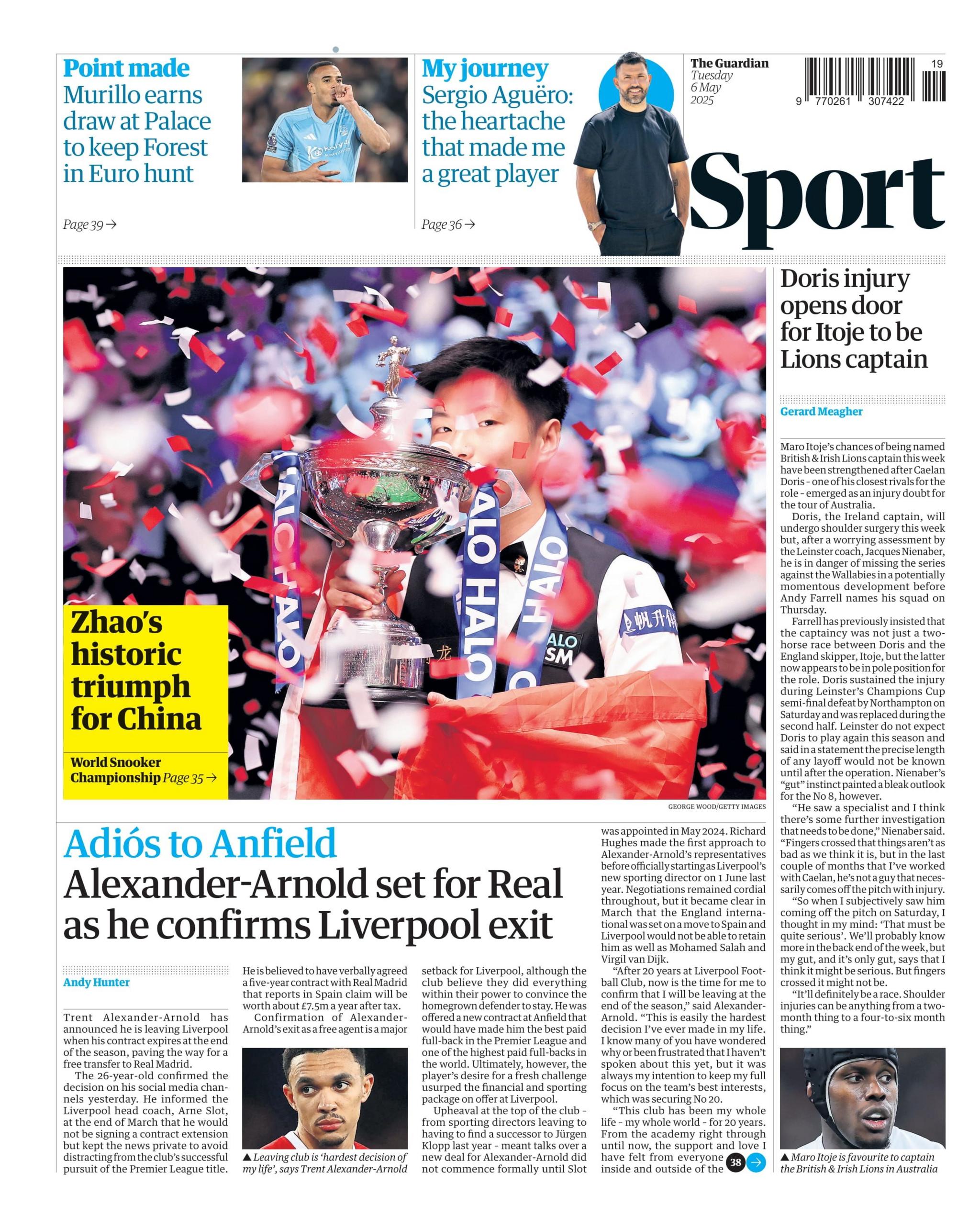 Guardian sports section