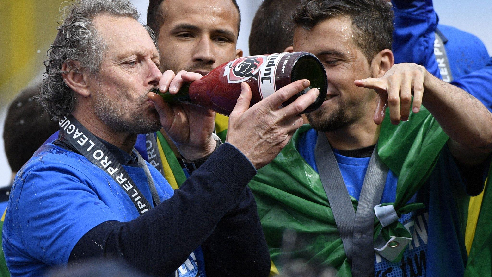 Michel Preud'homme celebrates Brugge's title win