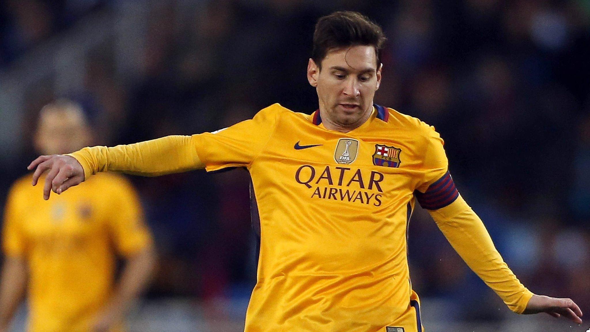 Barcelona's Lionel Messi against Real Sociedad