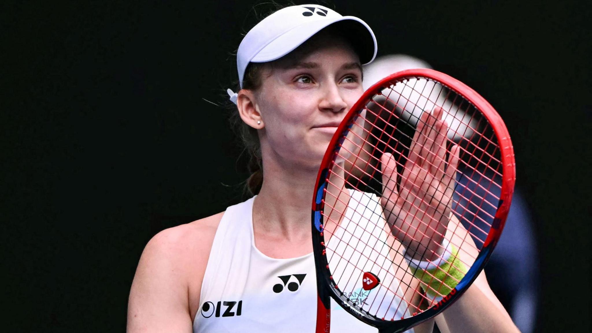 Elena Rybakina celebrates her quarter-final win over Iga Swiatek