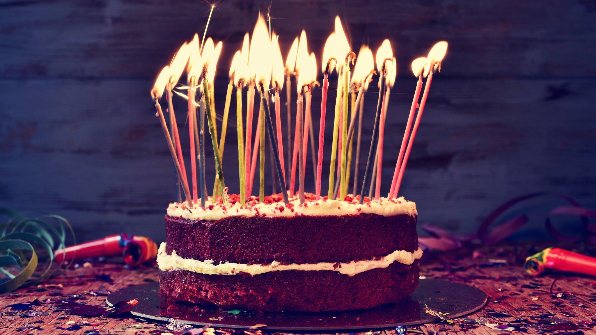 Birthday cake with lots of candles