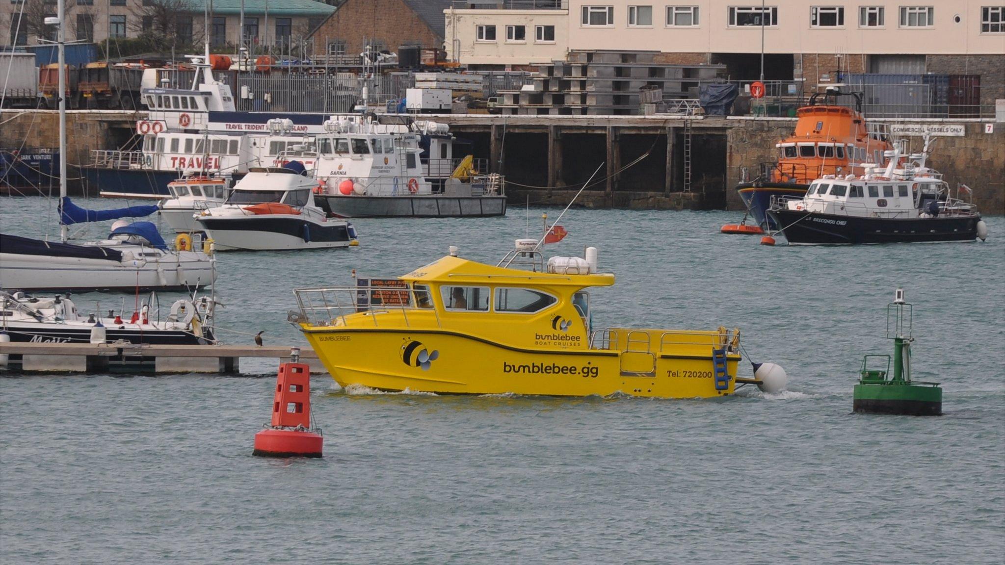 Bumblebee catamaran in St Peter Port Harbour, Guernsey