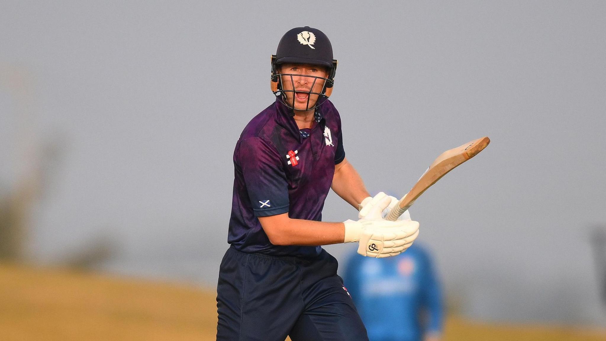 Brandon McMullen batting in a World Cup warm-up match