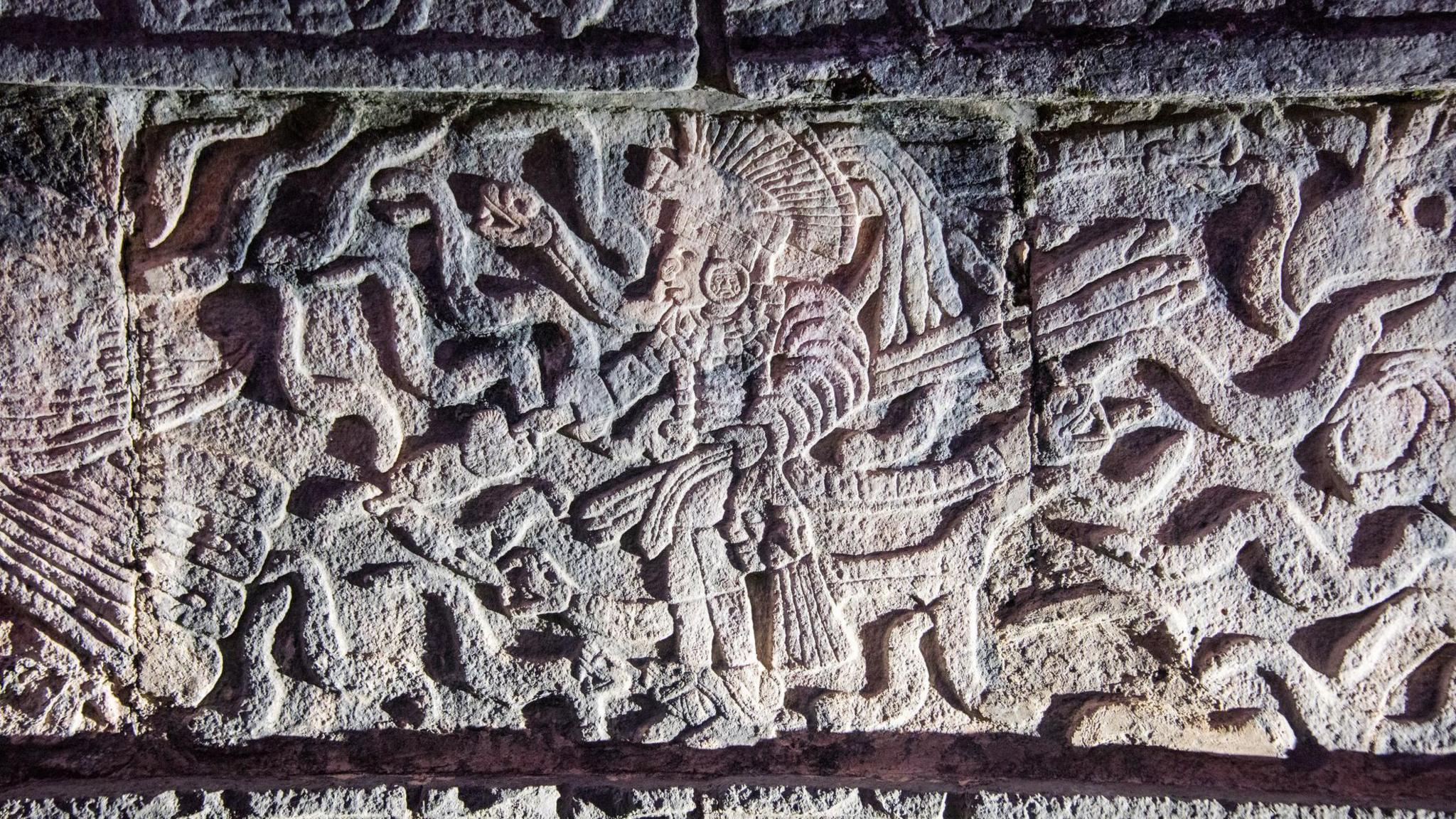 Mayan warrior bas relief at Chichen Itza.