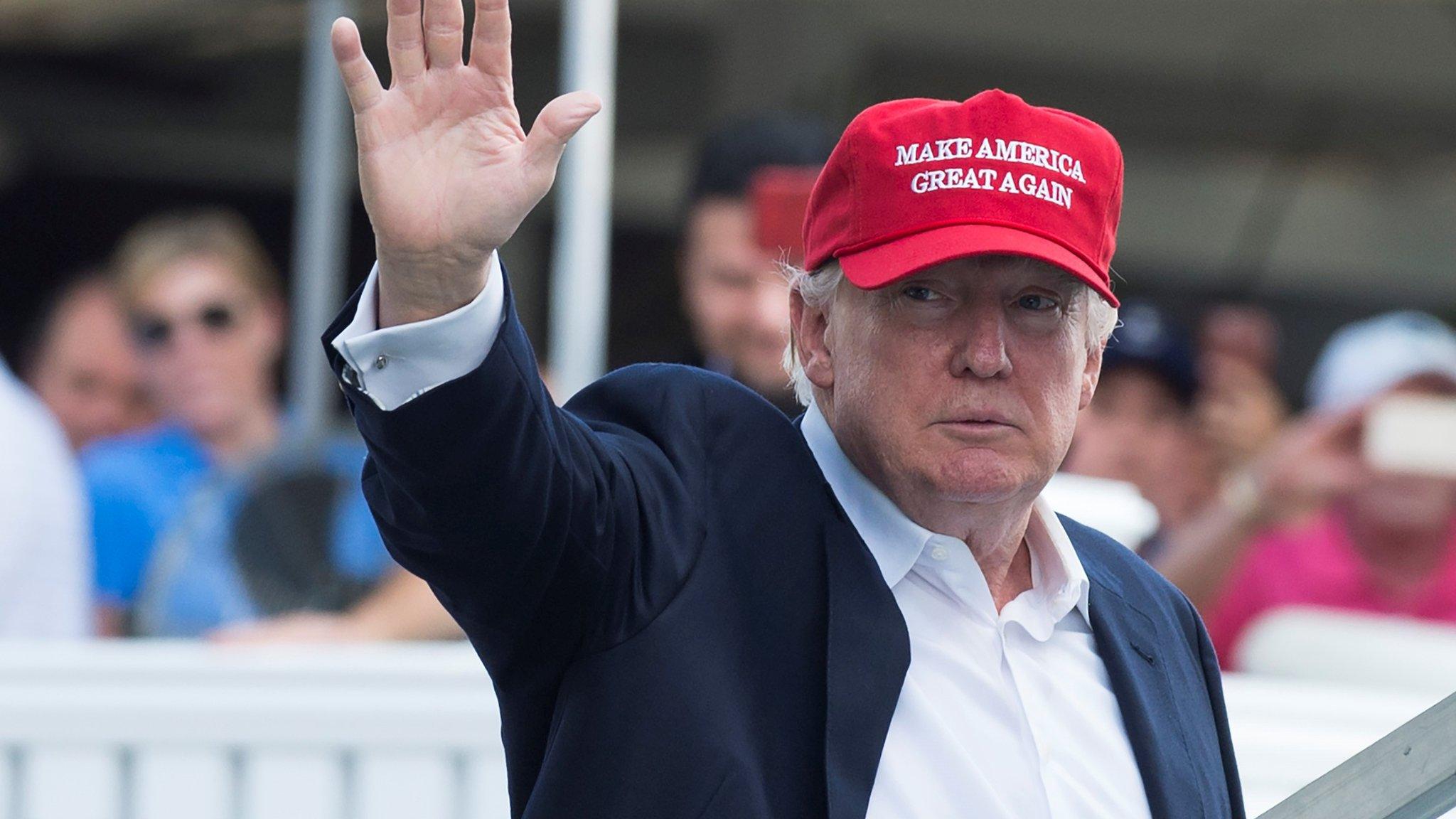 US President Donald Trump as he arrives at the 72nd US Women's Open Golf Championship at Trump National Golf Course in Bedminster, New Jersey. July 20, 2017