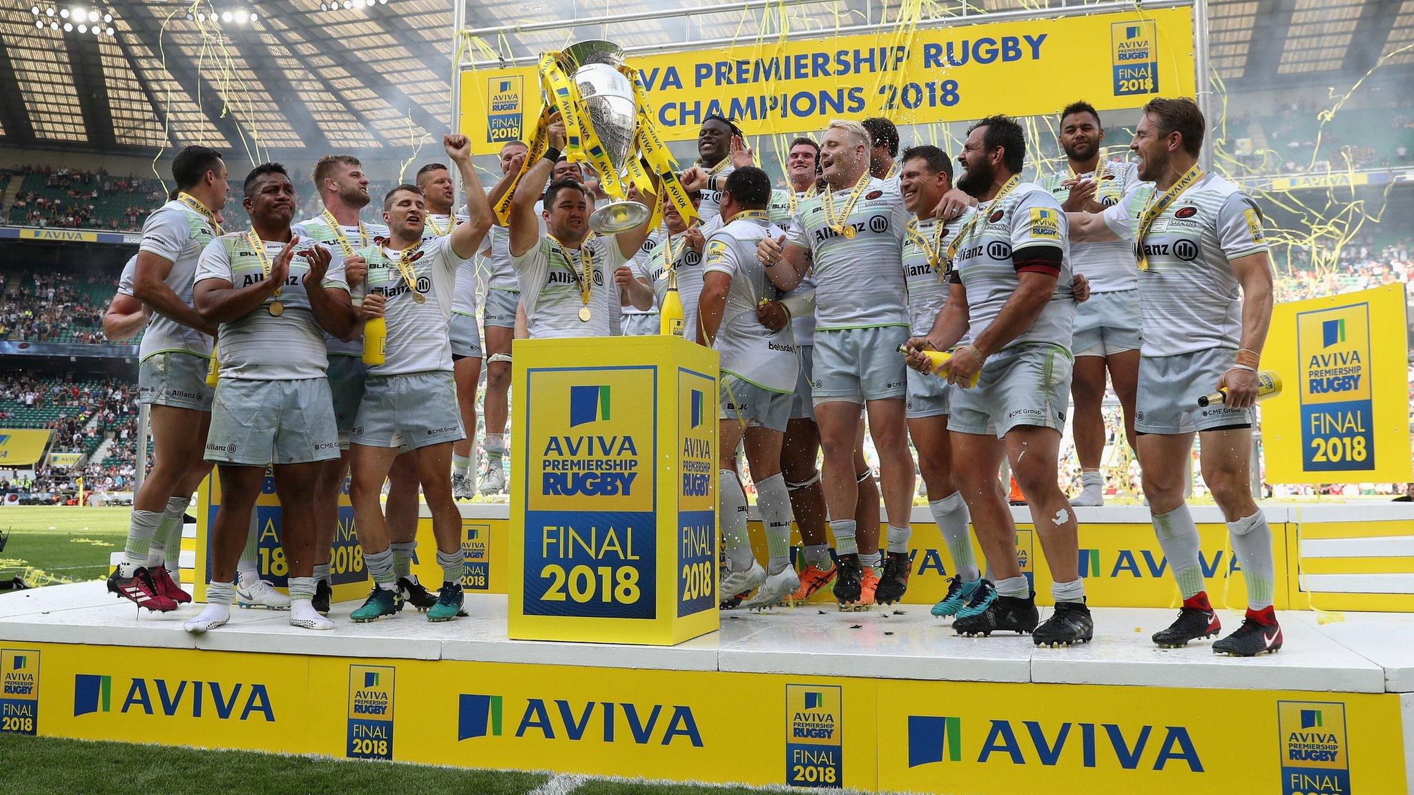 Saracens celebrate beating Exeter Chiefs in the Premiership final