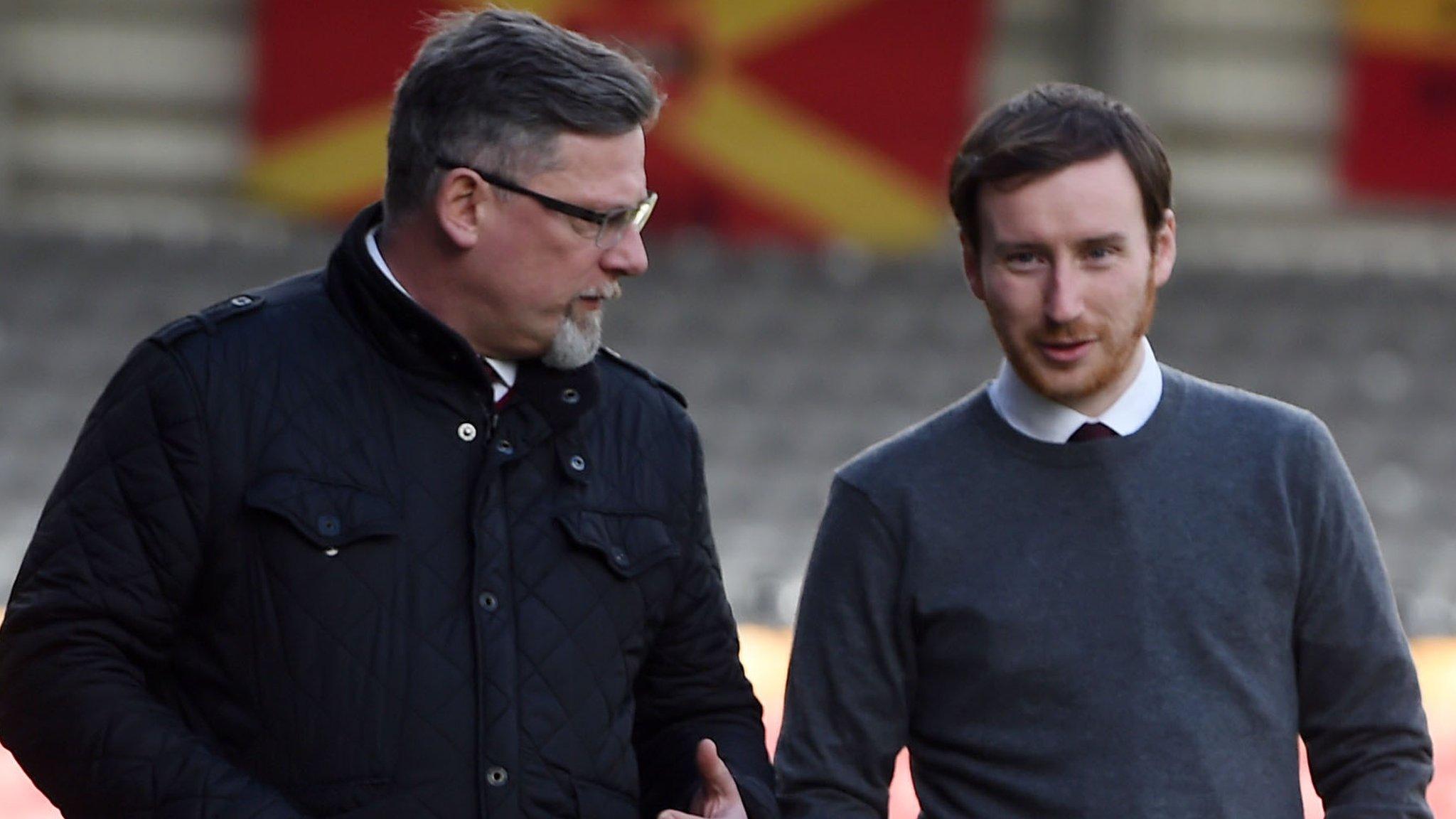 Hearts head coach Ian Cathro and director of football Craig Levein