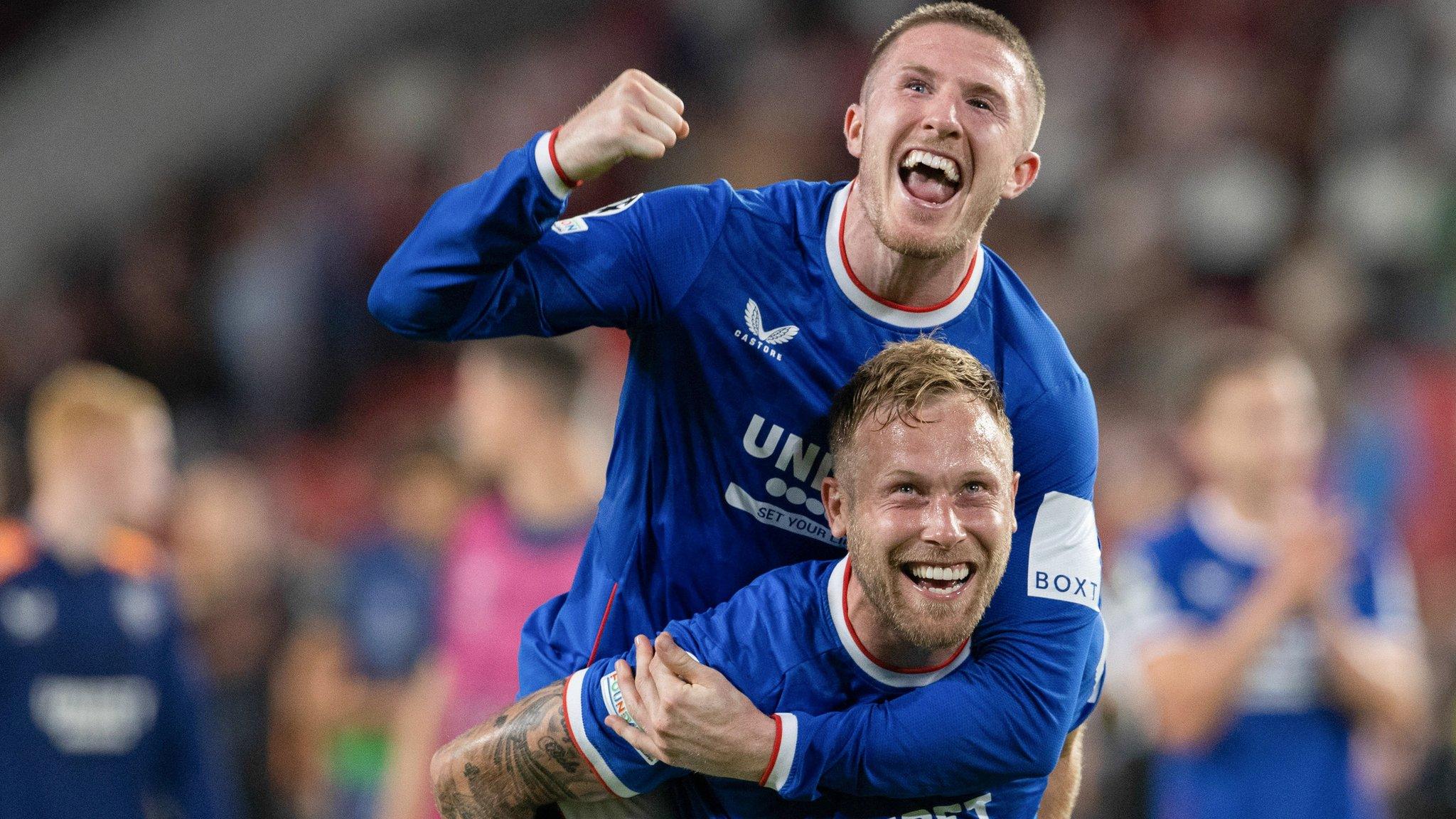 Rangers players celebrate