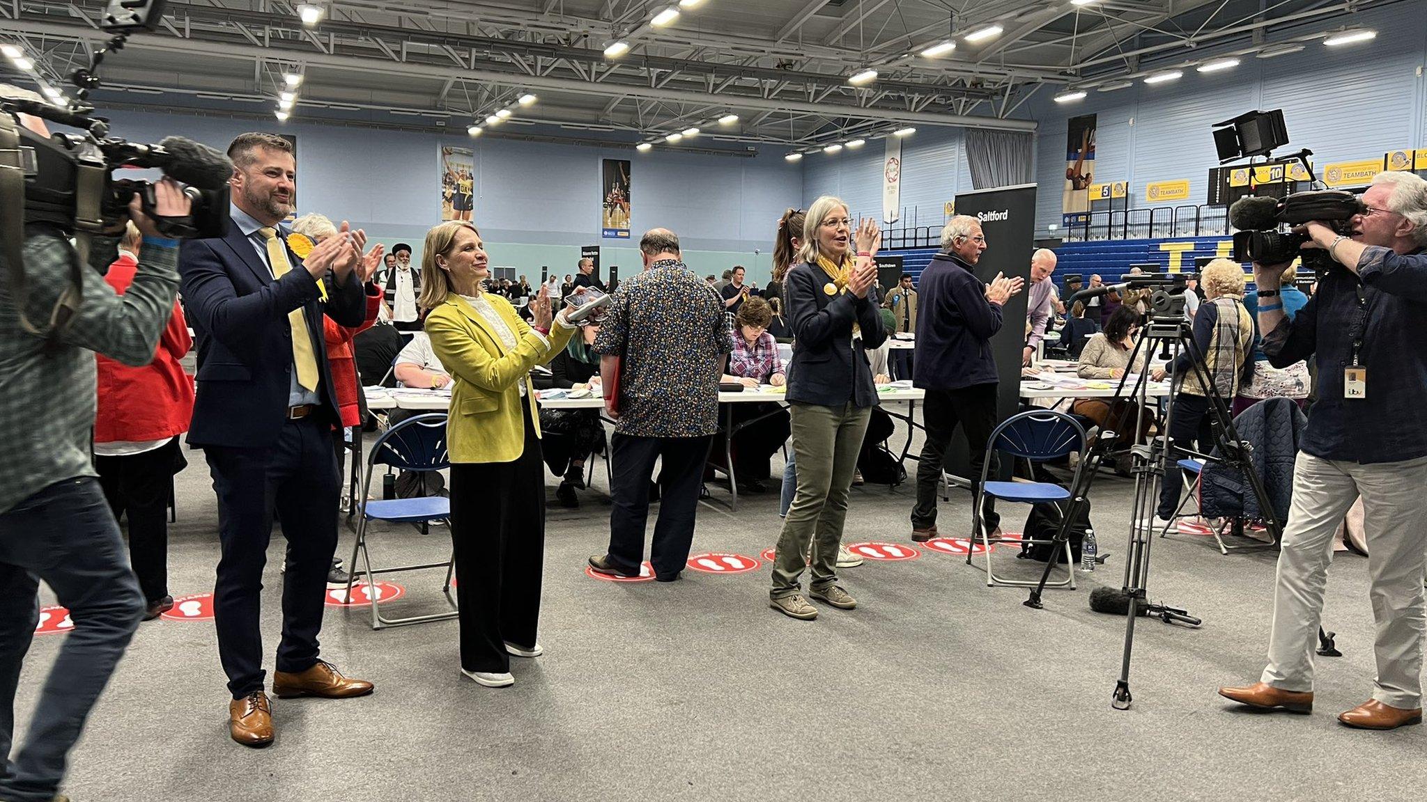 Liberal Democrats in Bath applauding