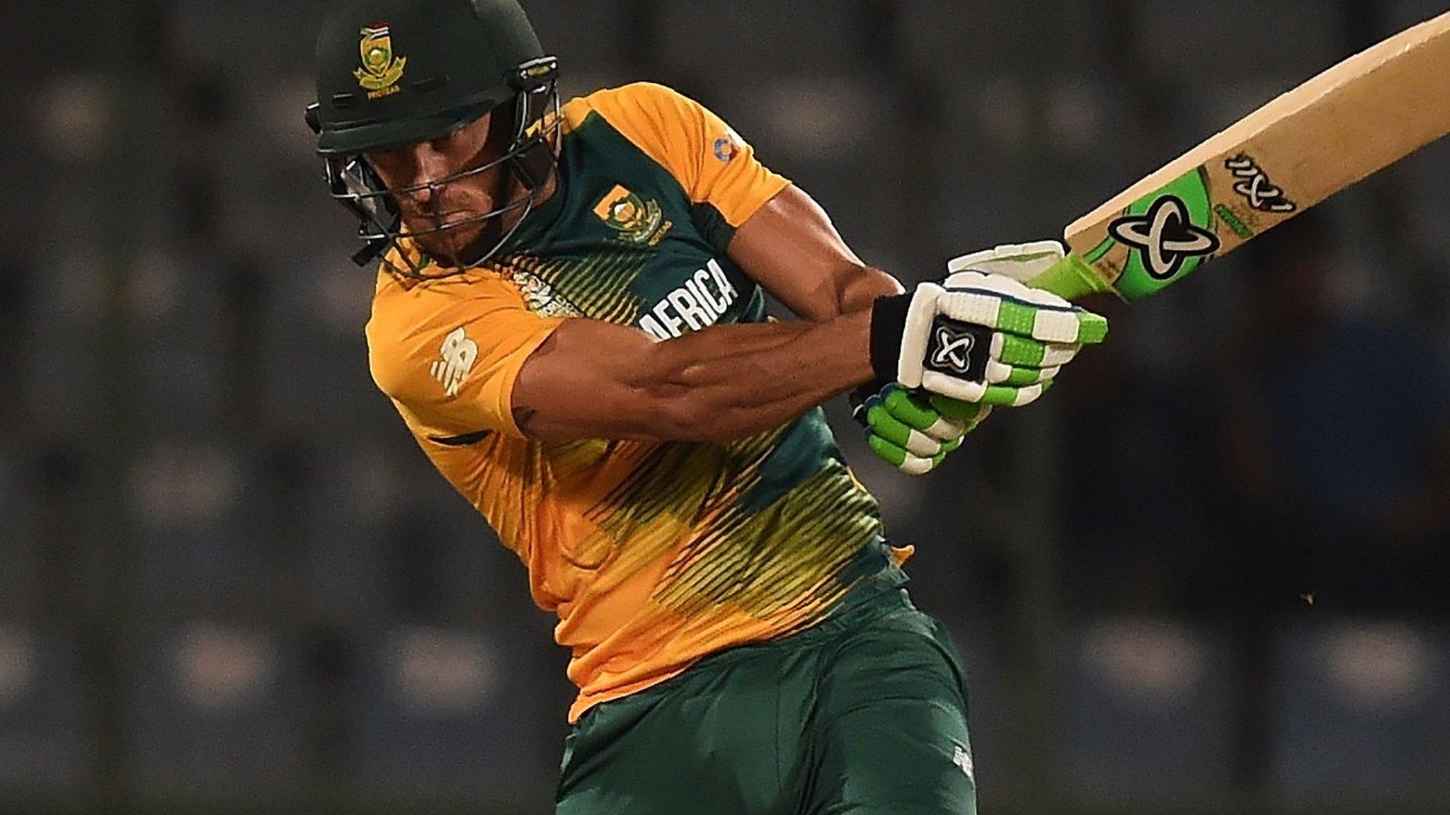 Faf du Plessis plays a shot