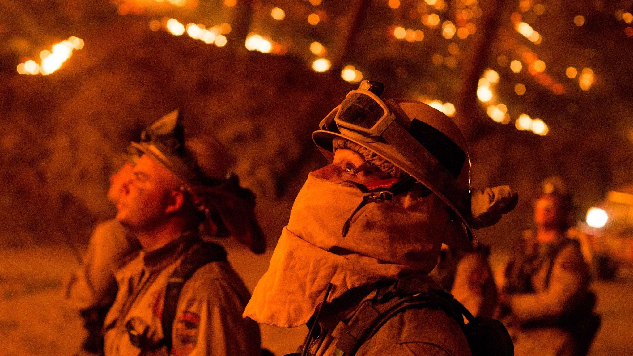 Firefighters tackling Butte fire near San Andreas, California, on 12 September 2015