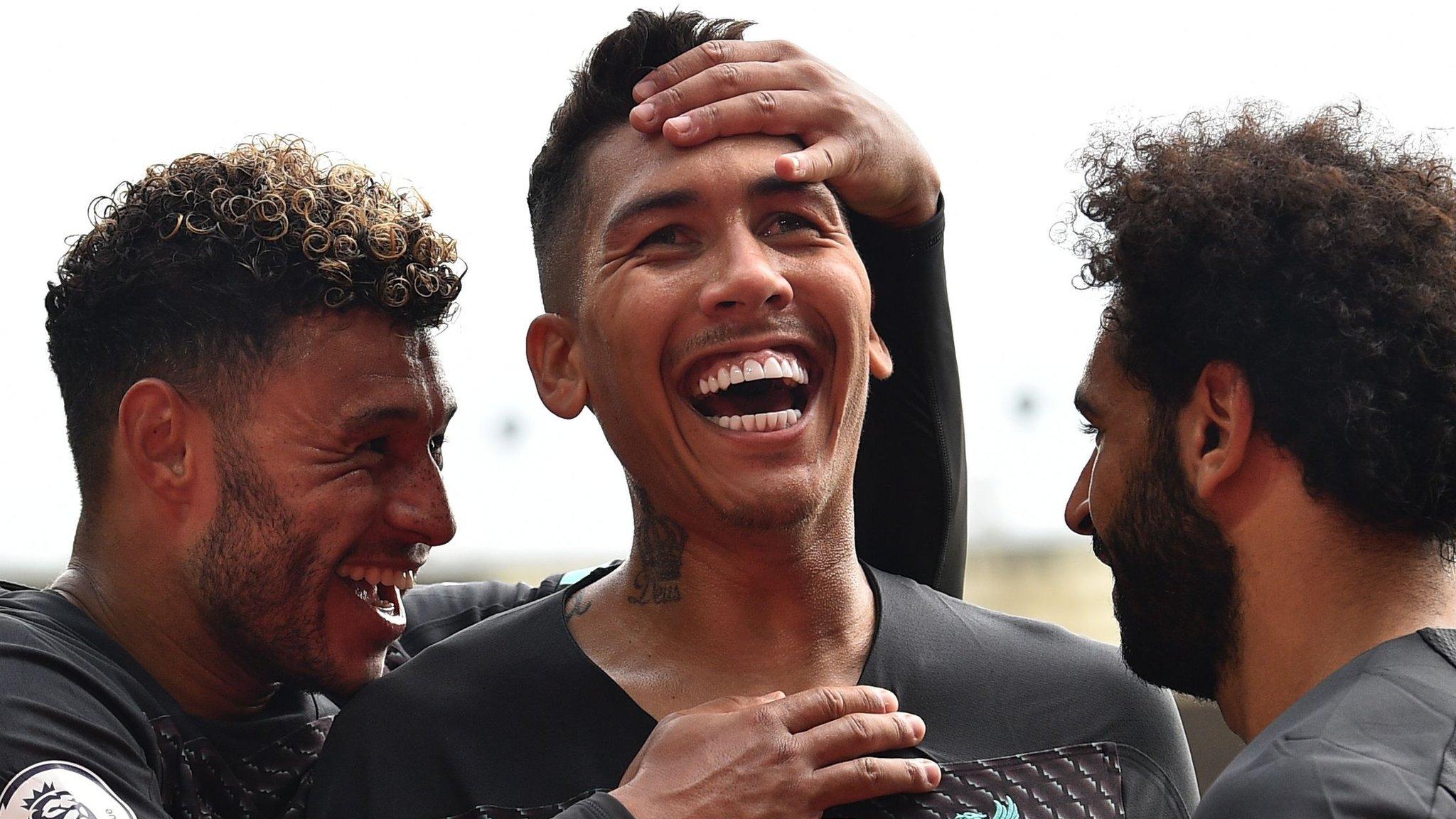 Roberto Firmino celebrates scoring for Liverpool