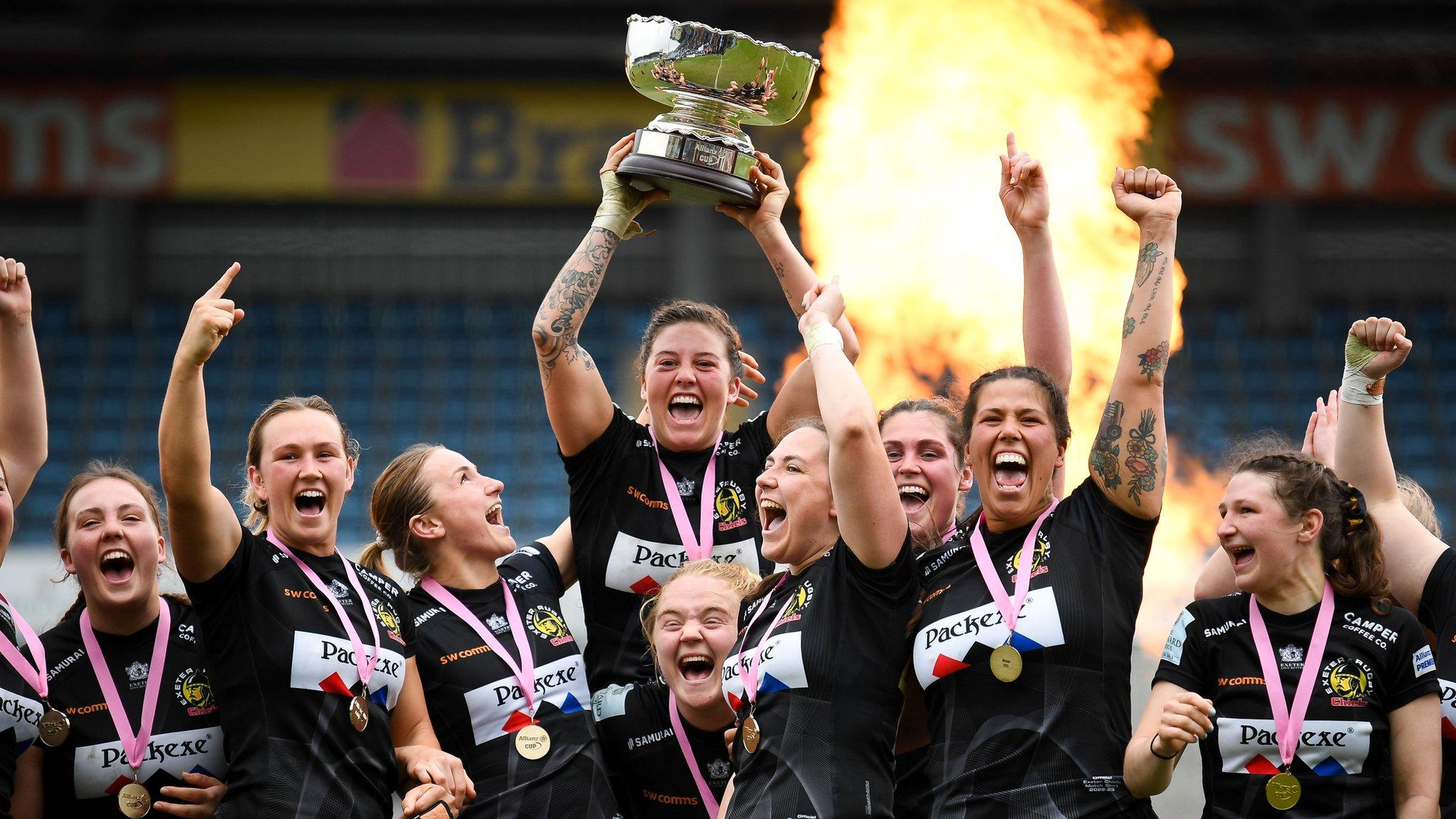 Exeter celebrate winning the Allianz Cup