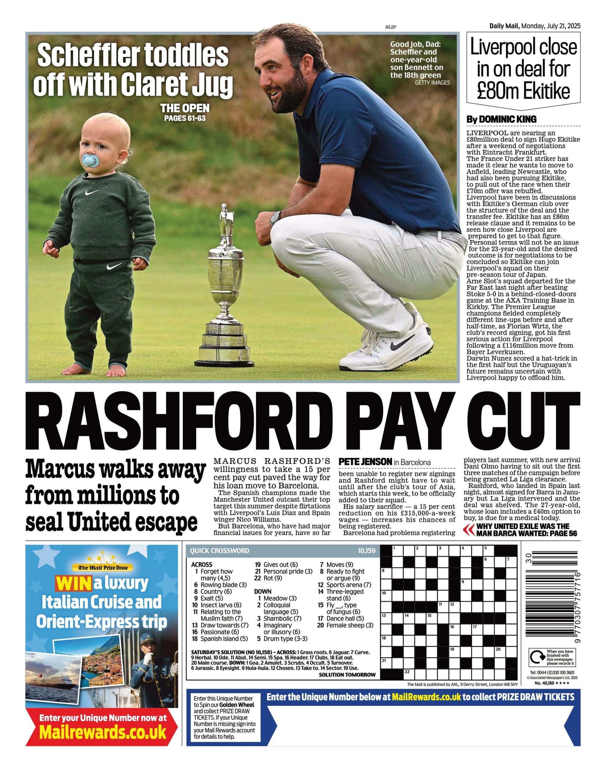 Monday's Daily Mail back page