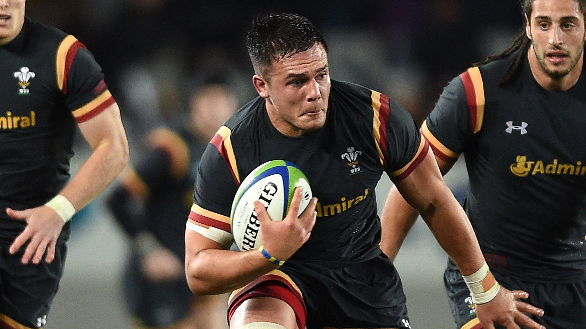 Ellis Jenkins, with ball in hand, on the move for Wales versus Tonga