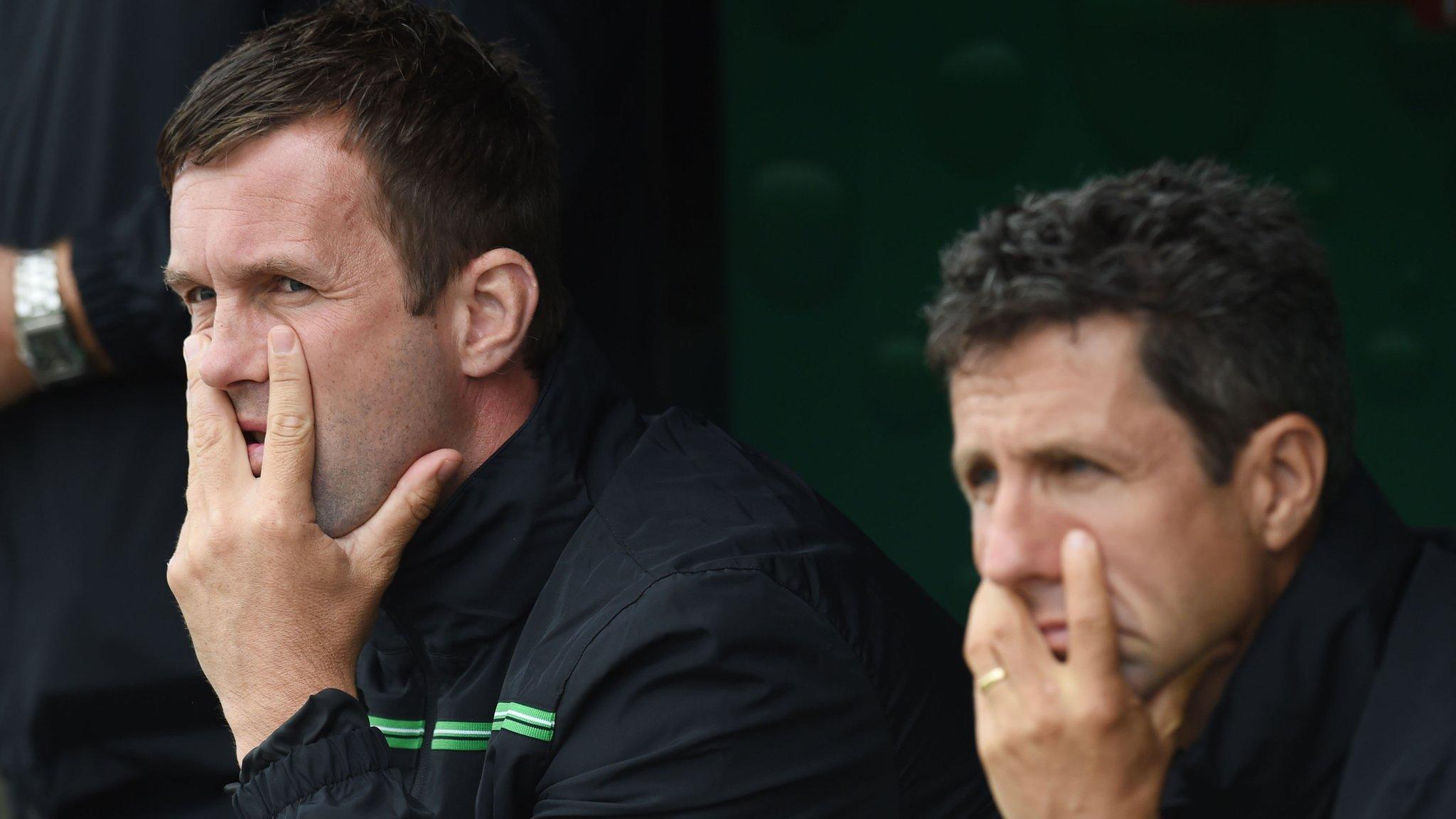 Celtic manager Ronny Deila (left) and assistant John Collins