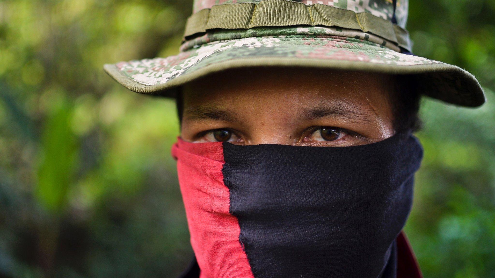 An ELN rebel commander during an interview with AFP in Alto Baudo,