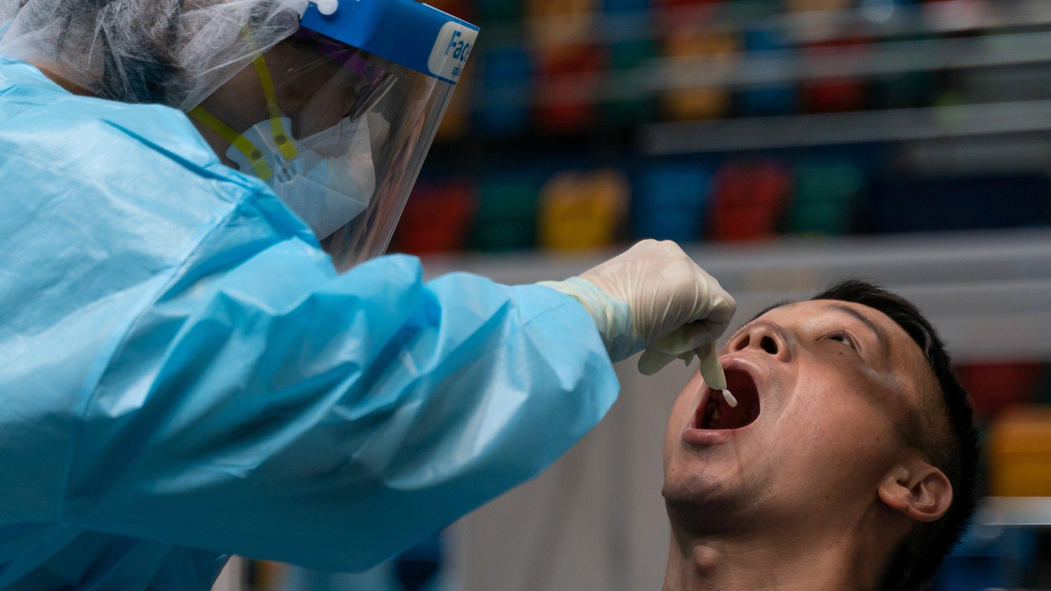 man being tested for coronavirus