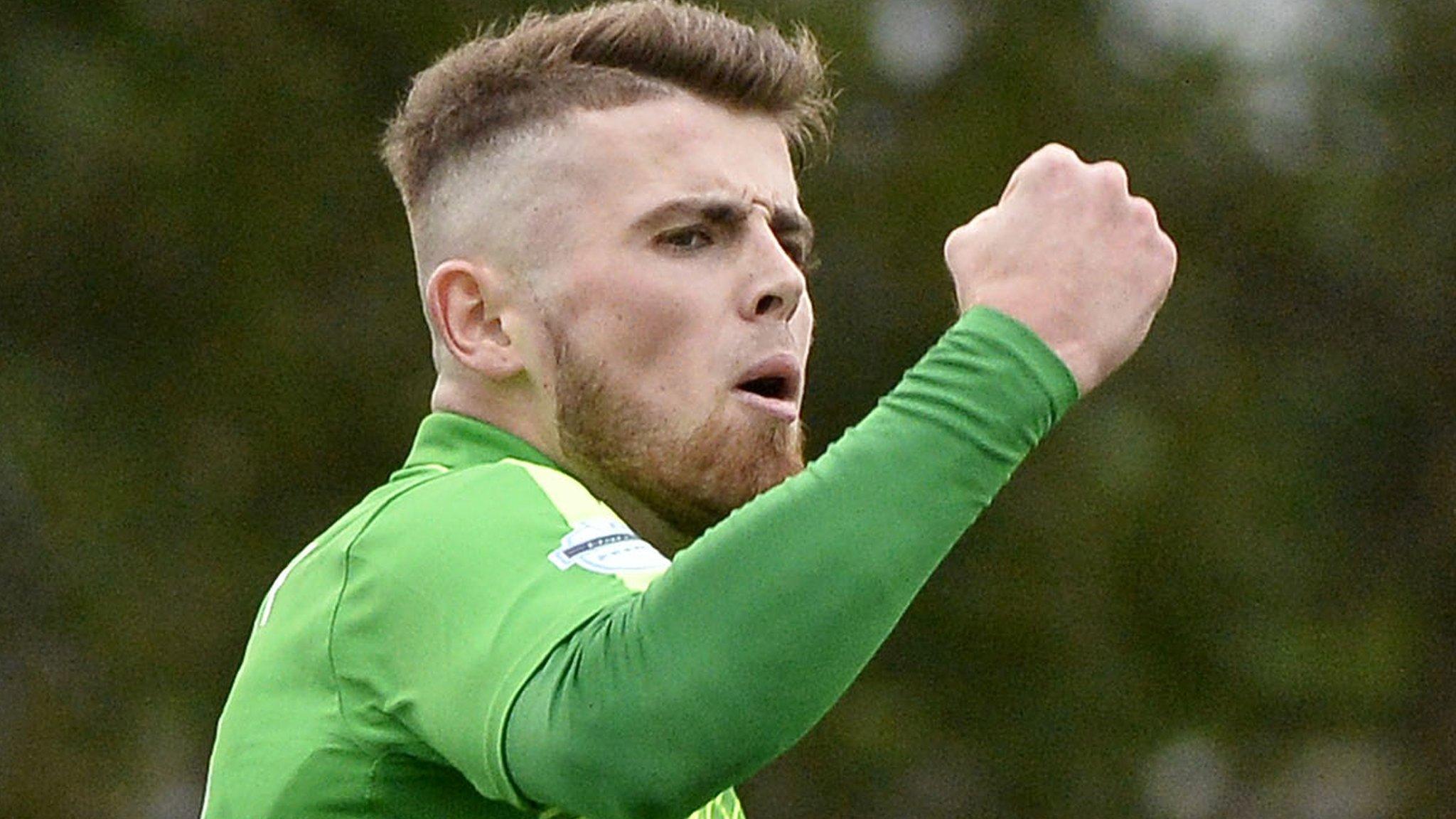 Rory Donnelly celebrates scoring in the Premiership victory over Dungannon Swifts