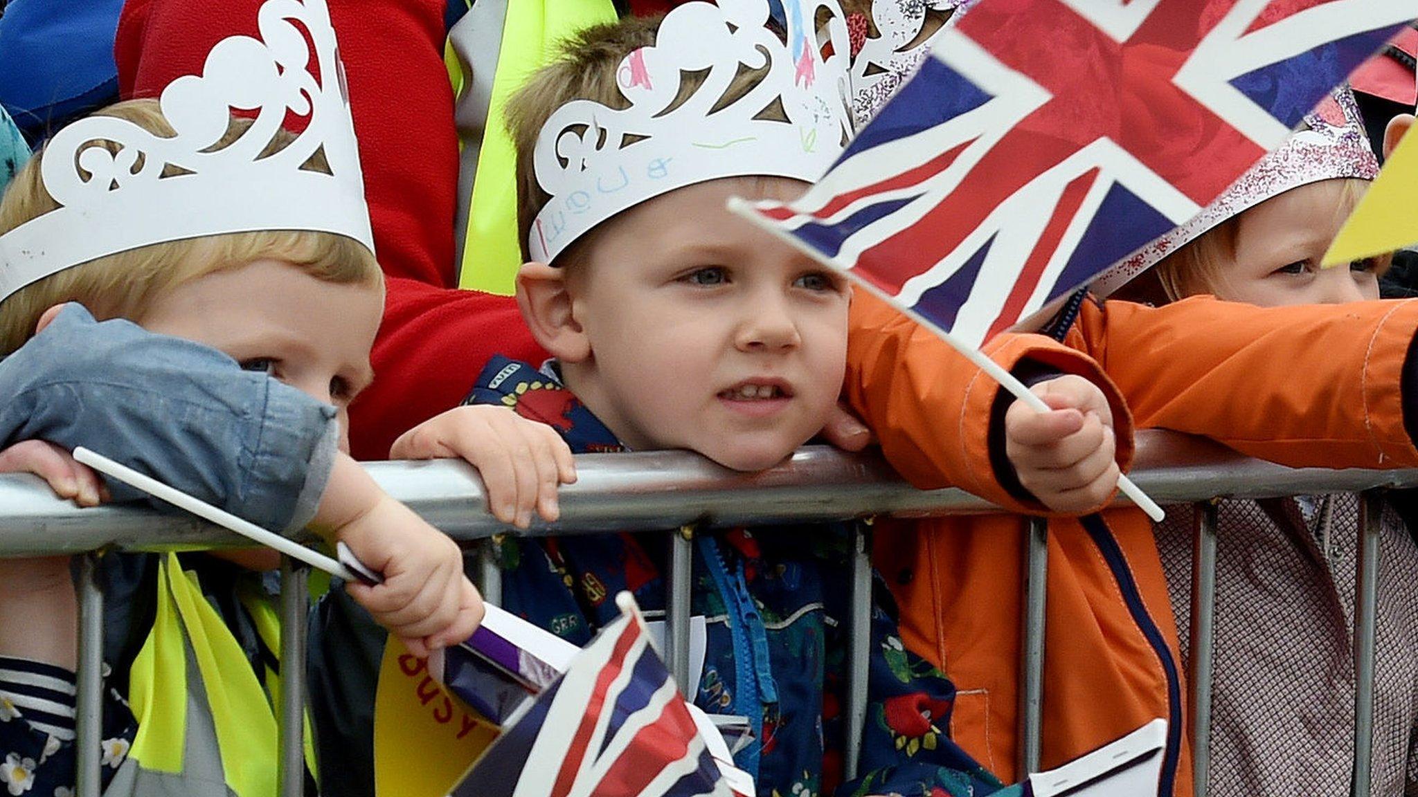 Children waving flags