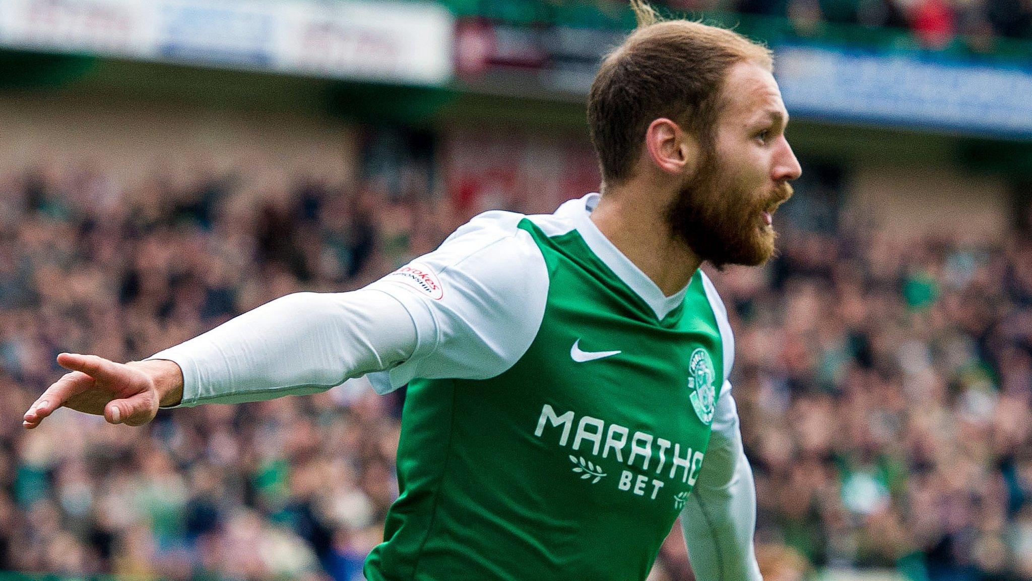 Hibs' Martin Boyle celebrates scoring the opening goal