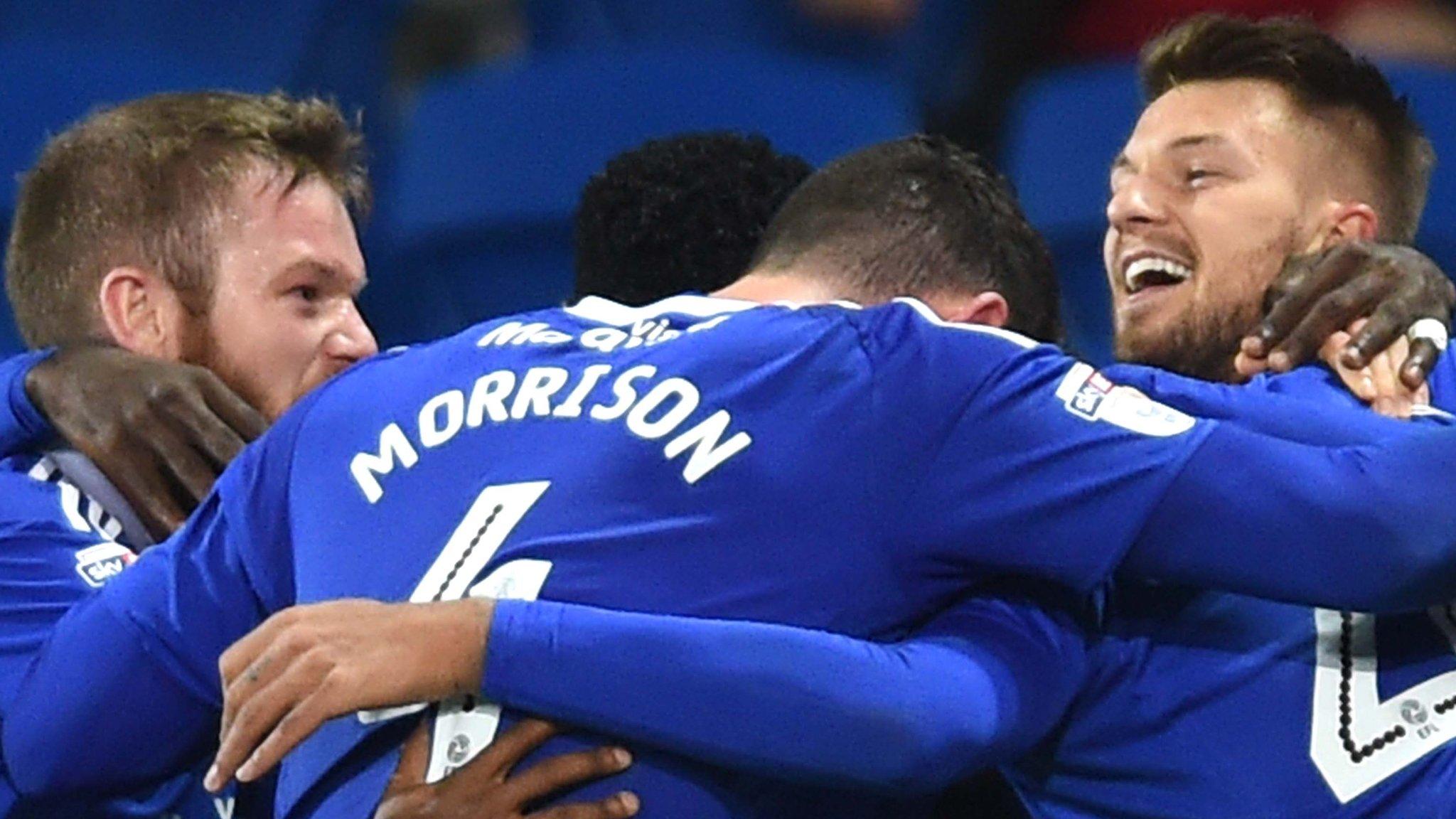 Cardiff celebrate Anthony Pilkington's winner