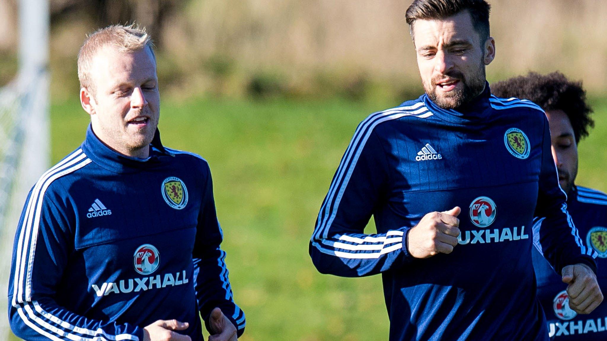 Scotland's Steven Naismith and Russell Martin