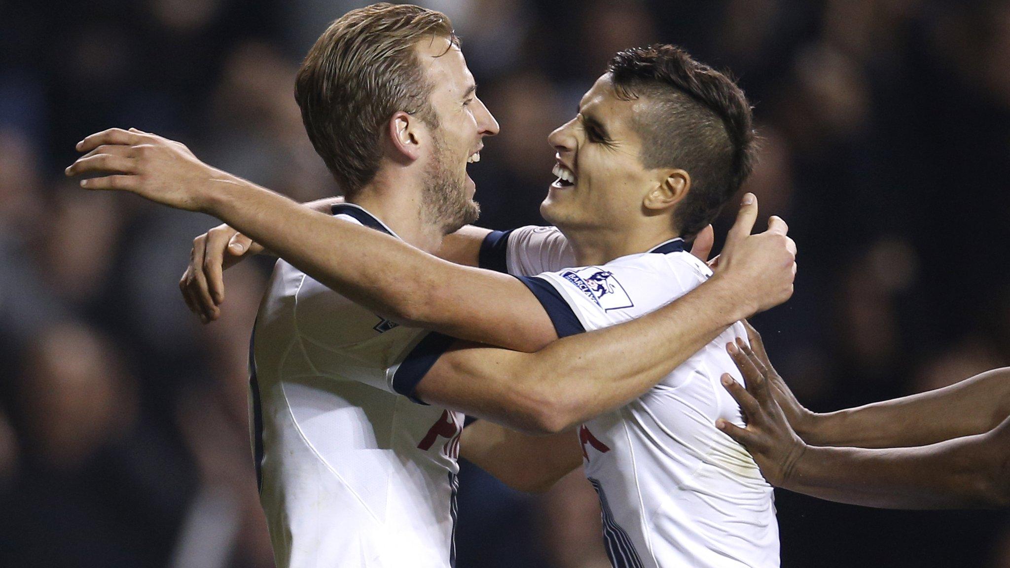 Harry Kane celebrates with Erik Lamela