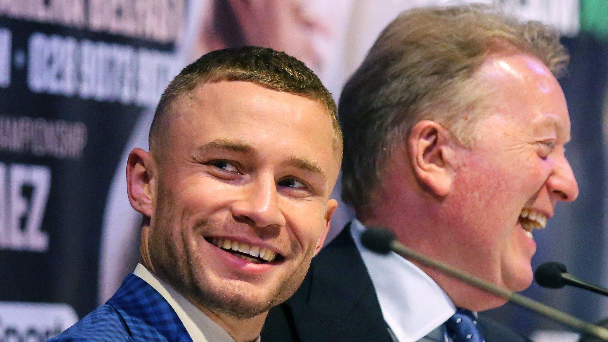 Carl Frampton with promoter Frank Warren at Wednesday's news conference in Belfast.