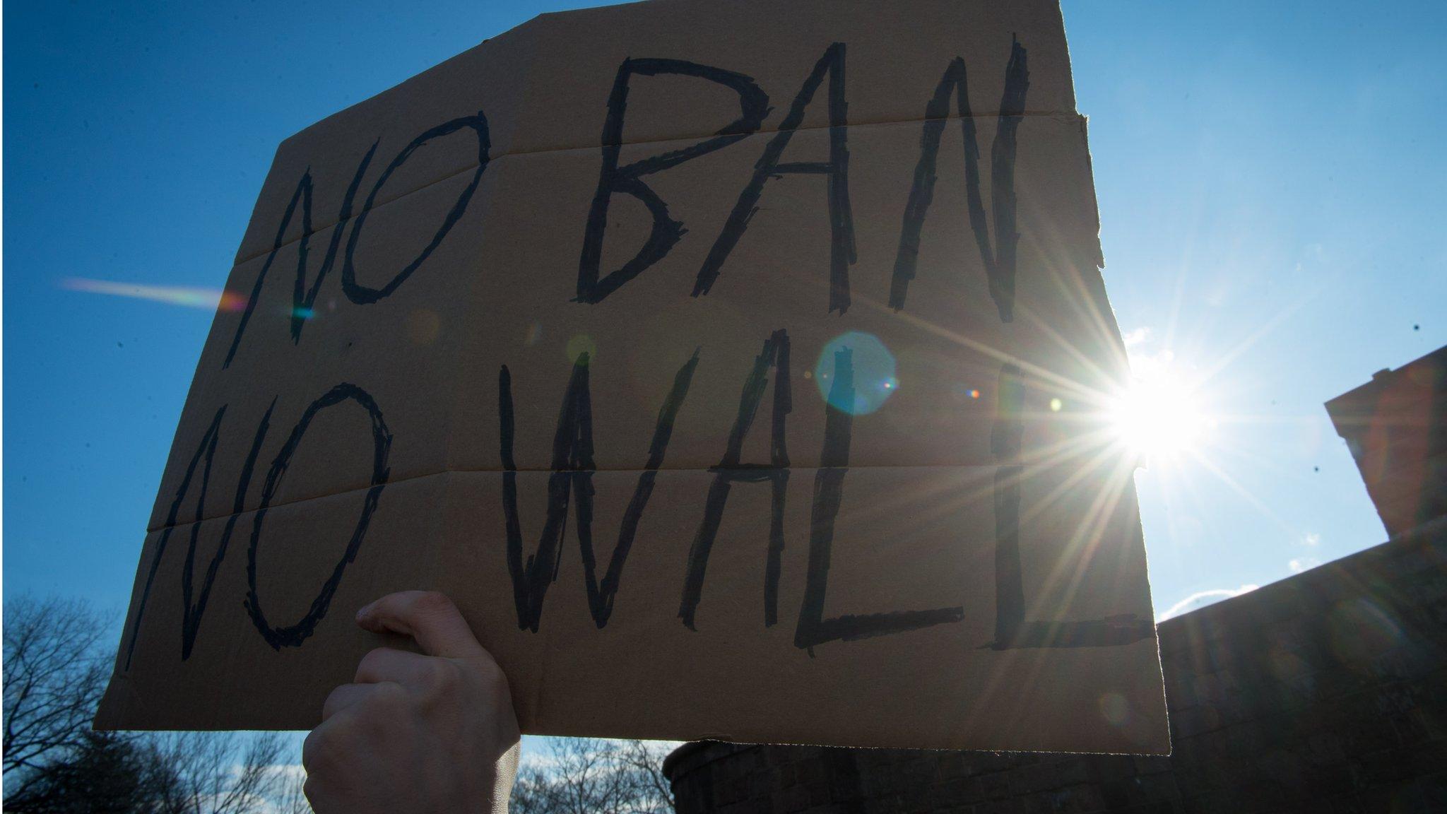 Protesters gather in Battery Park and march to the offices of Customs and Border Patrol in Manhattan to protest President Trump's Executive order imposing controls on travellers from Iran, Iraq, Libya, Somalia, Sudan, Syria and Yemen, January 29, 2017 in New York.