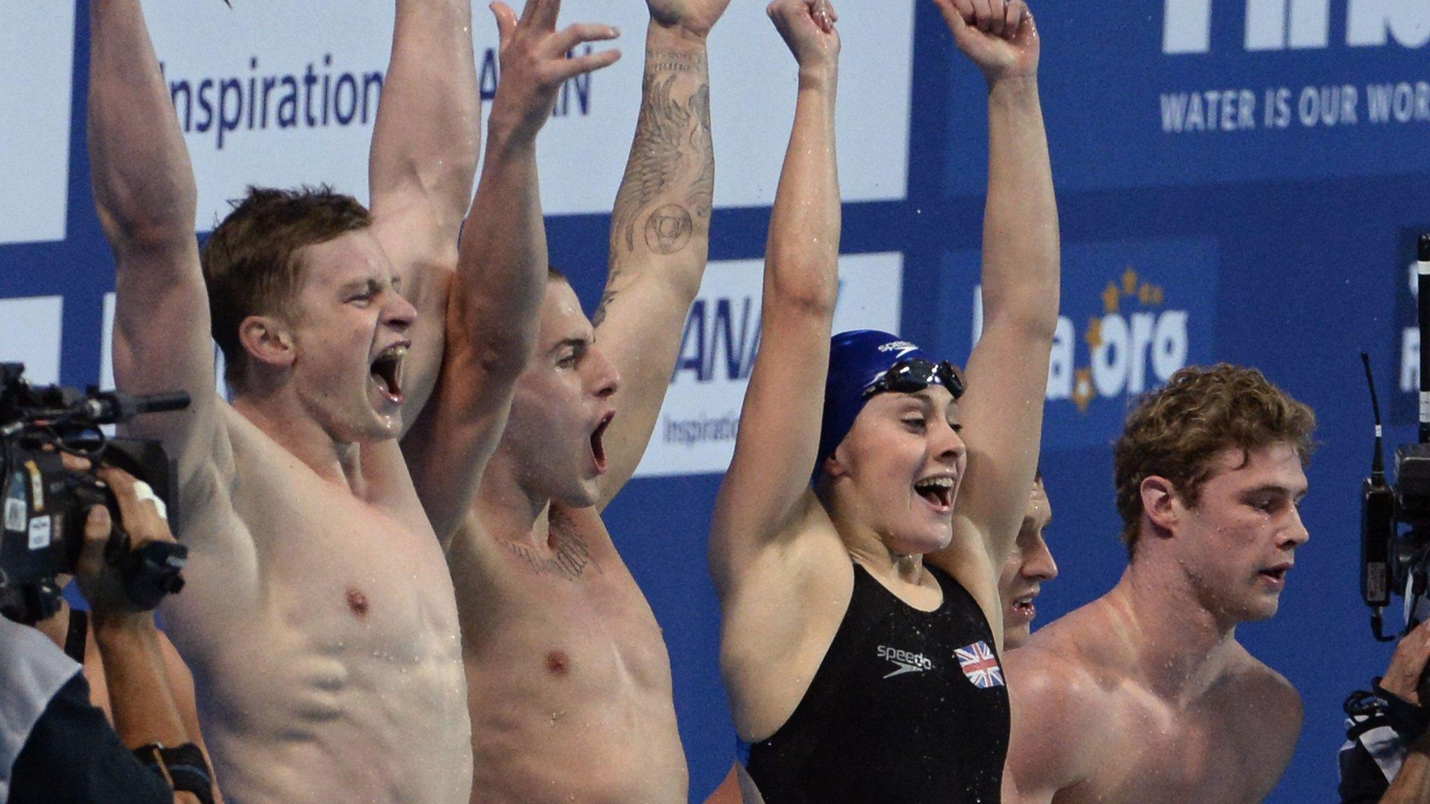 Team GB celebrate winning gold