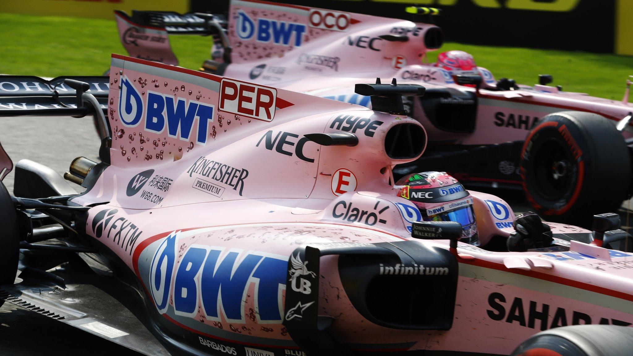 Sergio Perez and Esteban Ocon in action for Force India