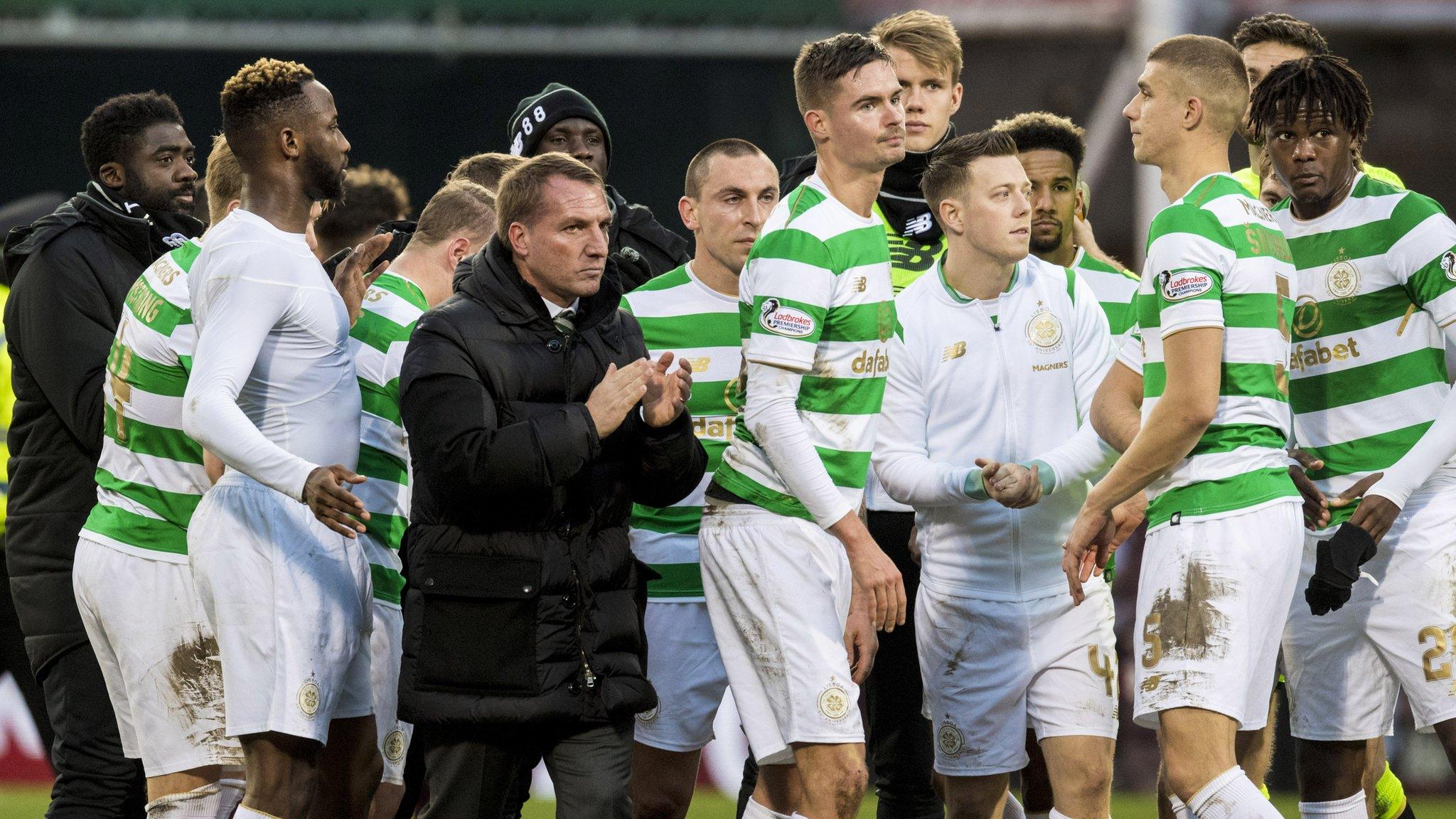 Celtic manager Brendan Rodgers and his players