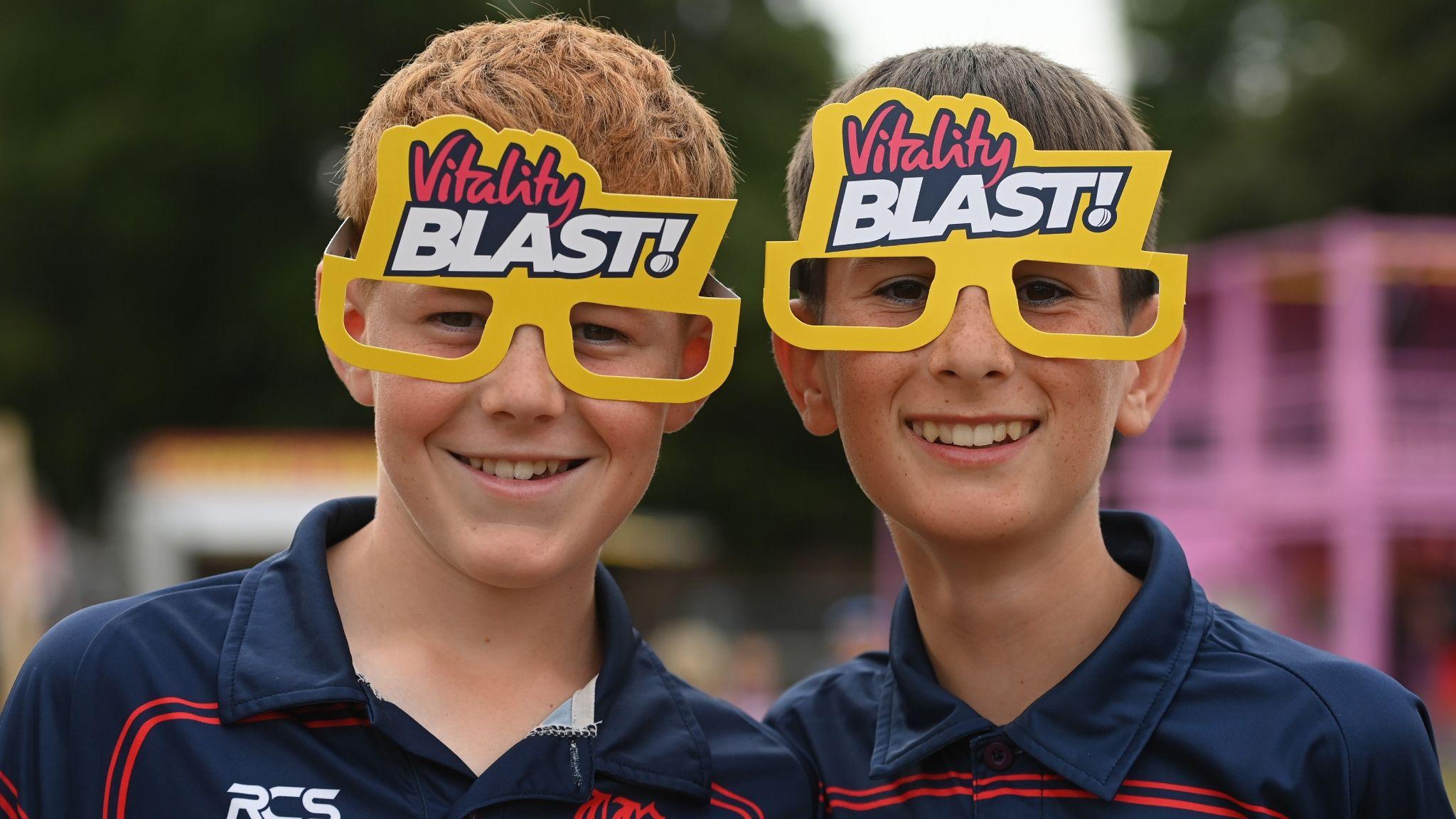 Two boys wearing fun spectacles promoting the Vitality Blast competition