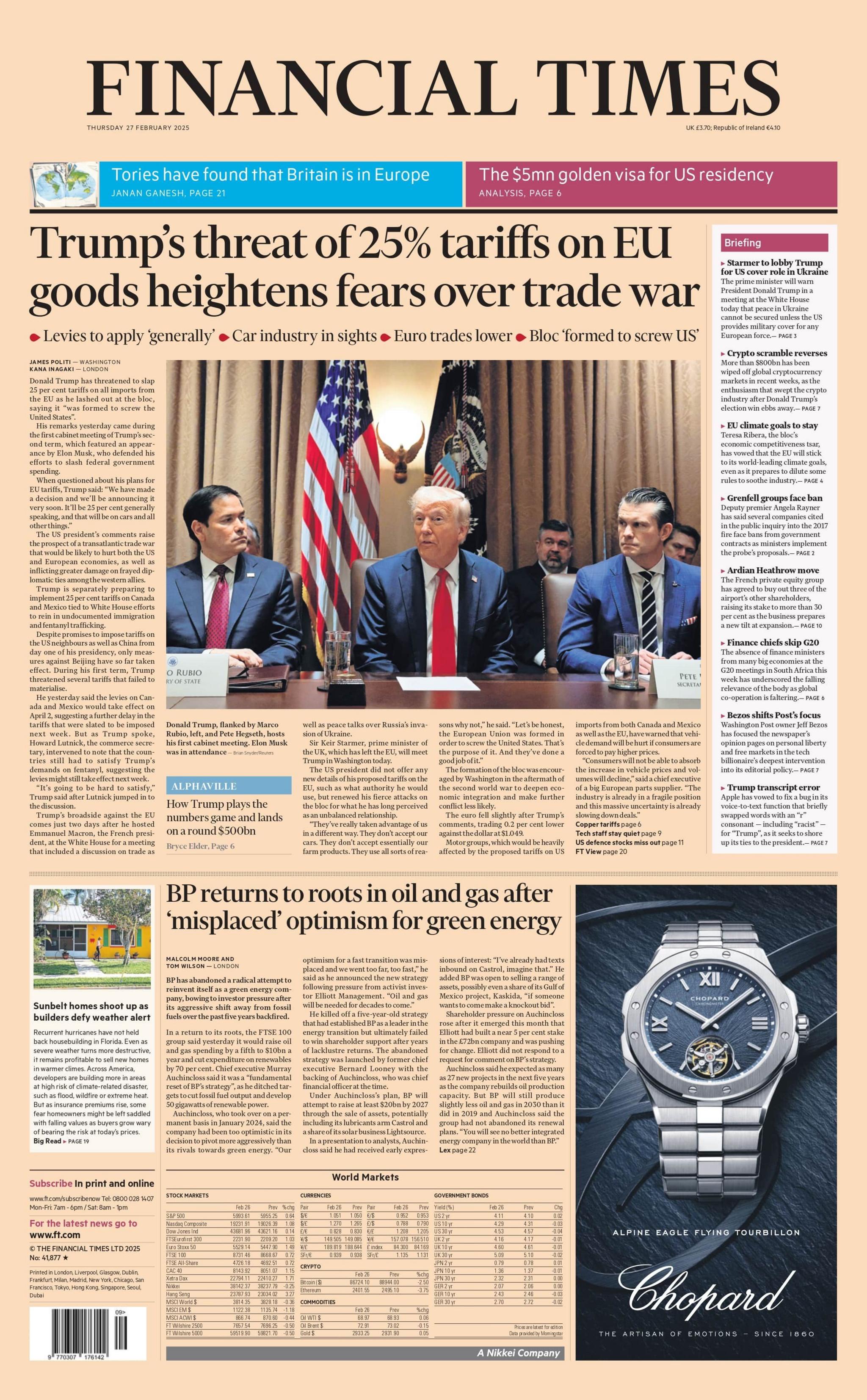 Financial Time front page