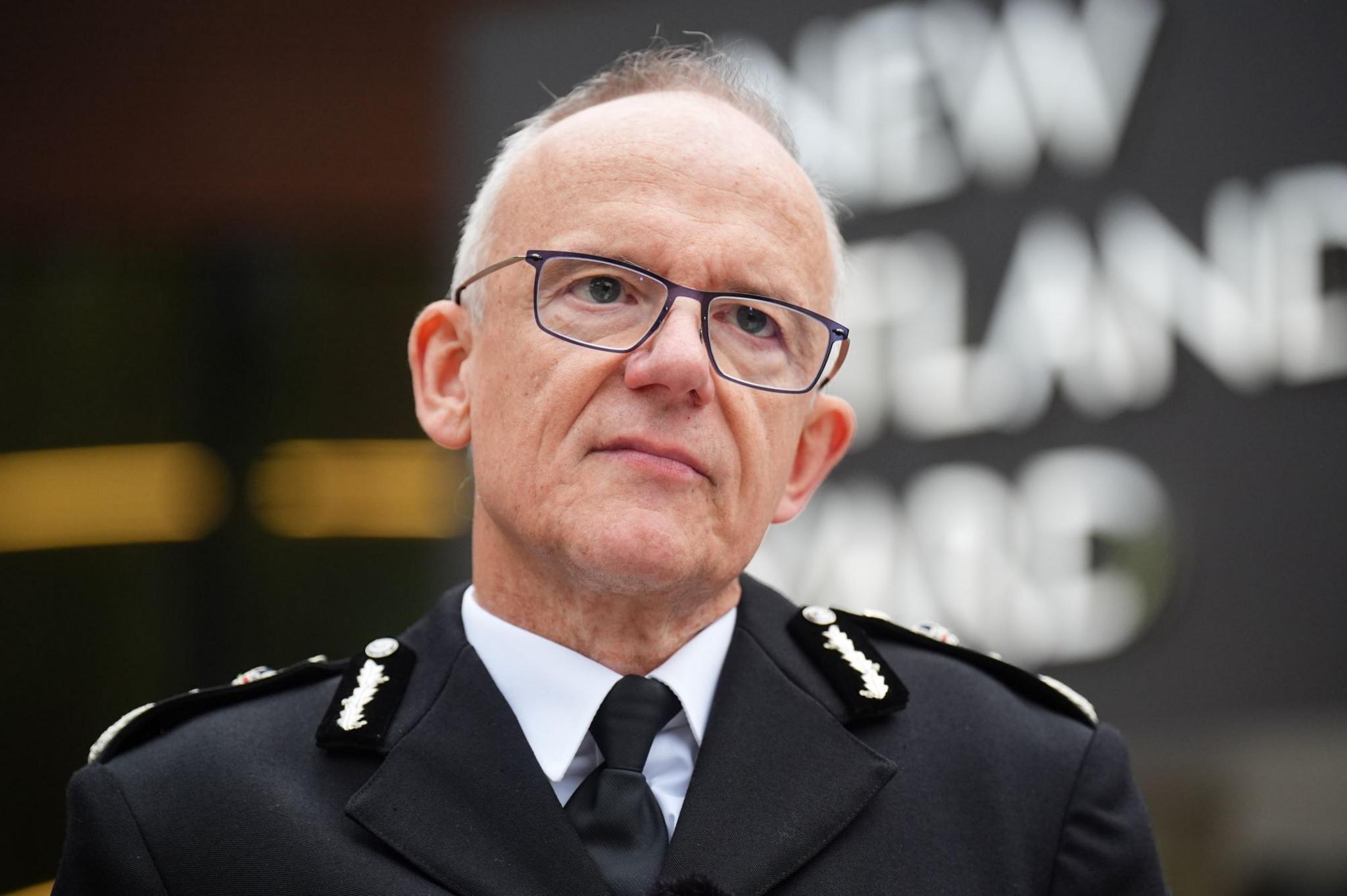 Sir Mark Rowley outside Scotland Yard