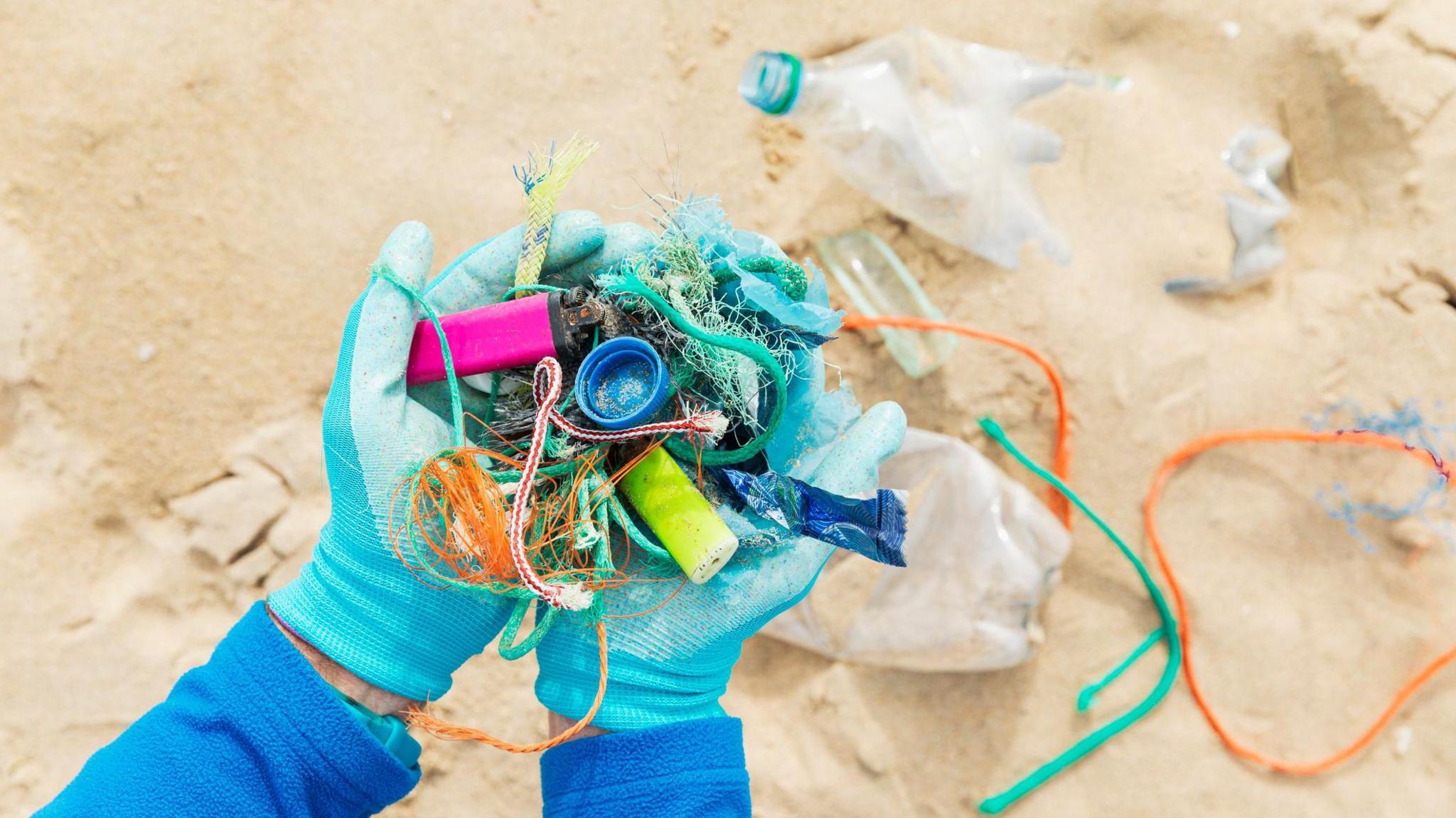 plastic on a beach