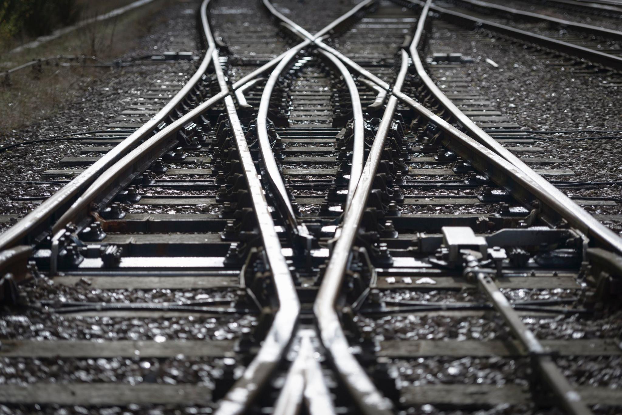 Close up of train tracks