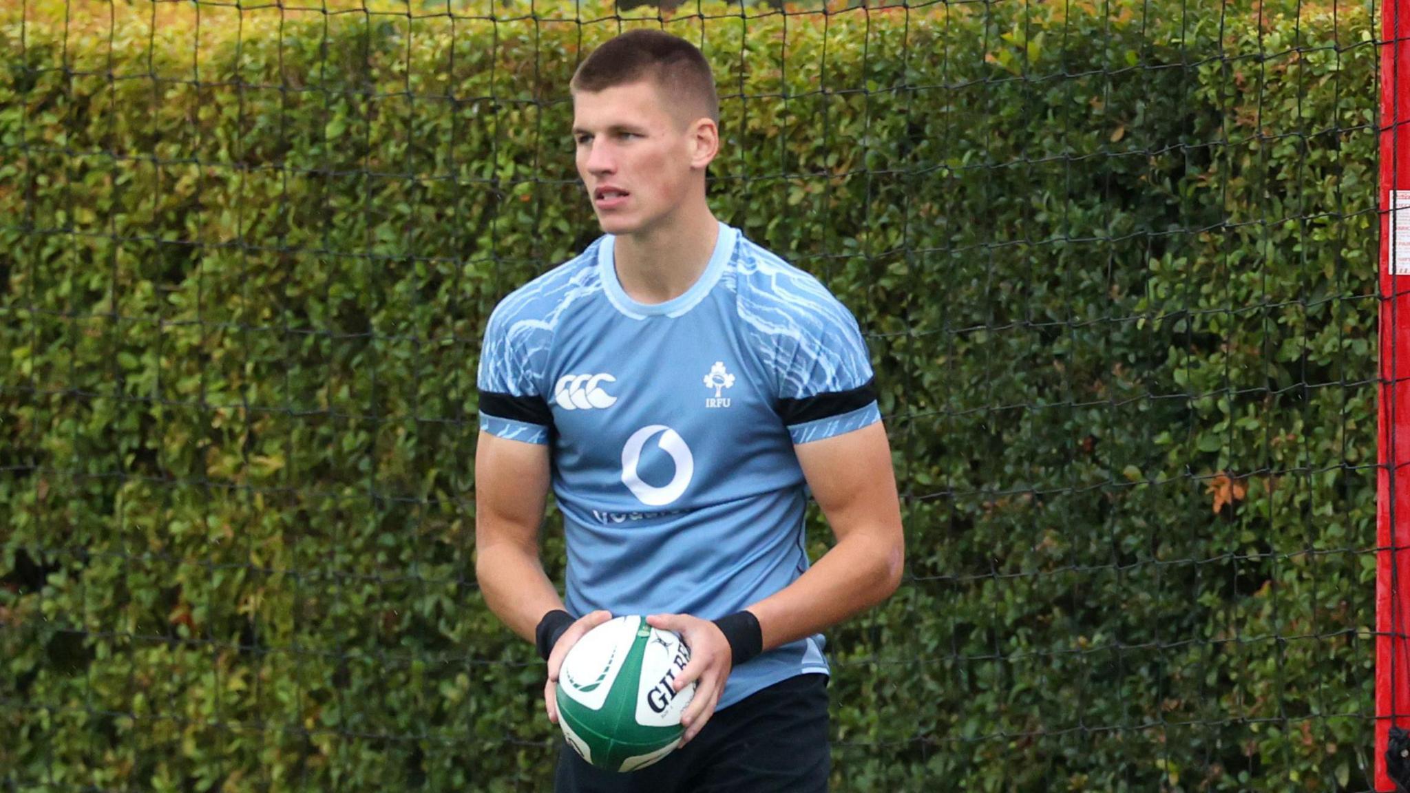 Sam Prendergast pictured in Ireland training