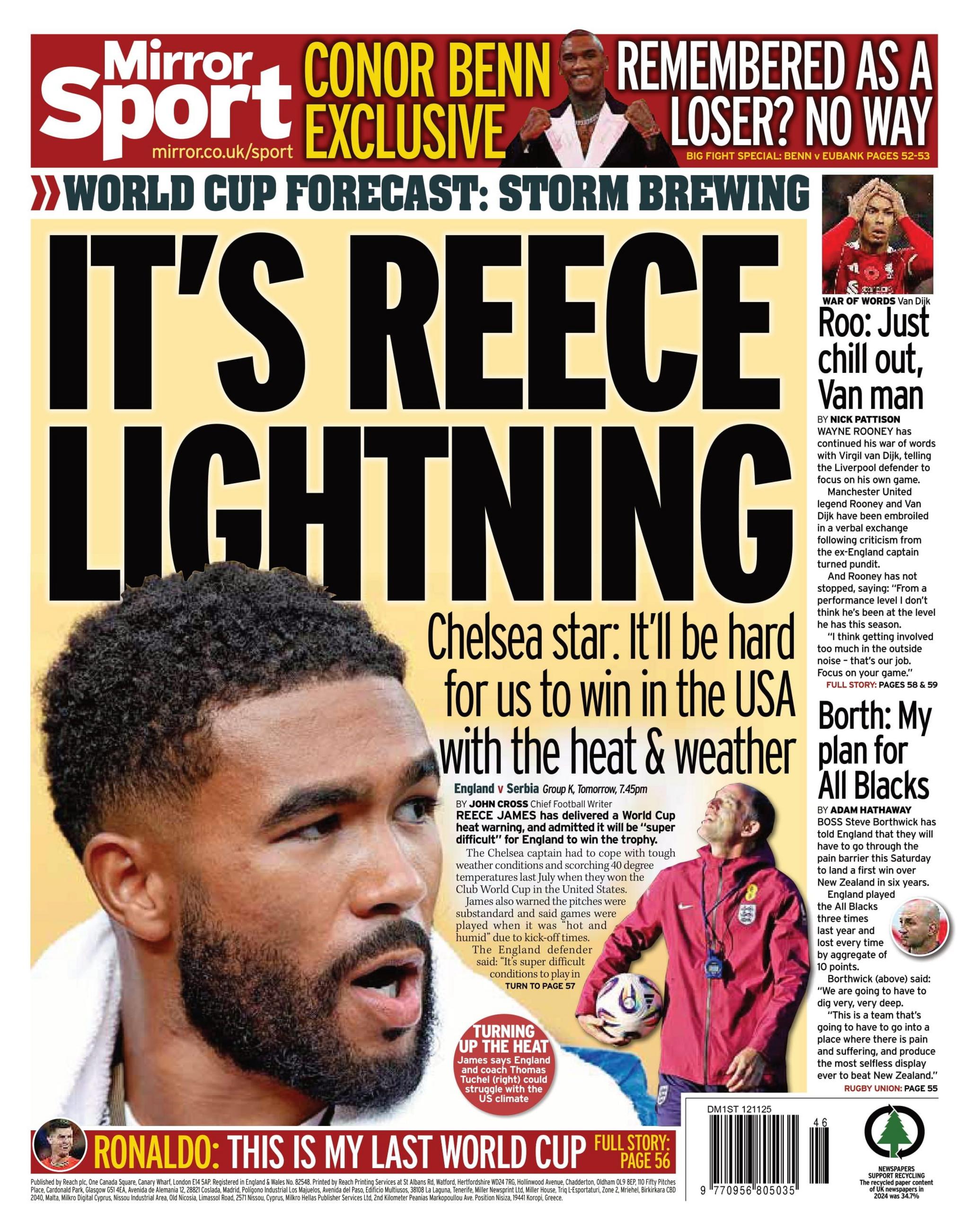 Back page of The Mirror
